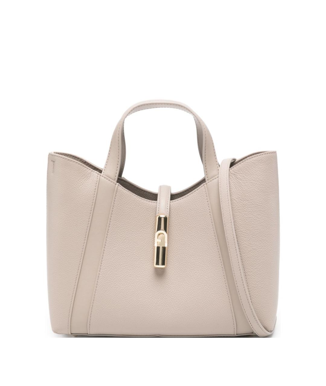 FURLA Бежевая кожаная сумка тоут, фото 1