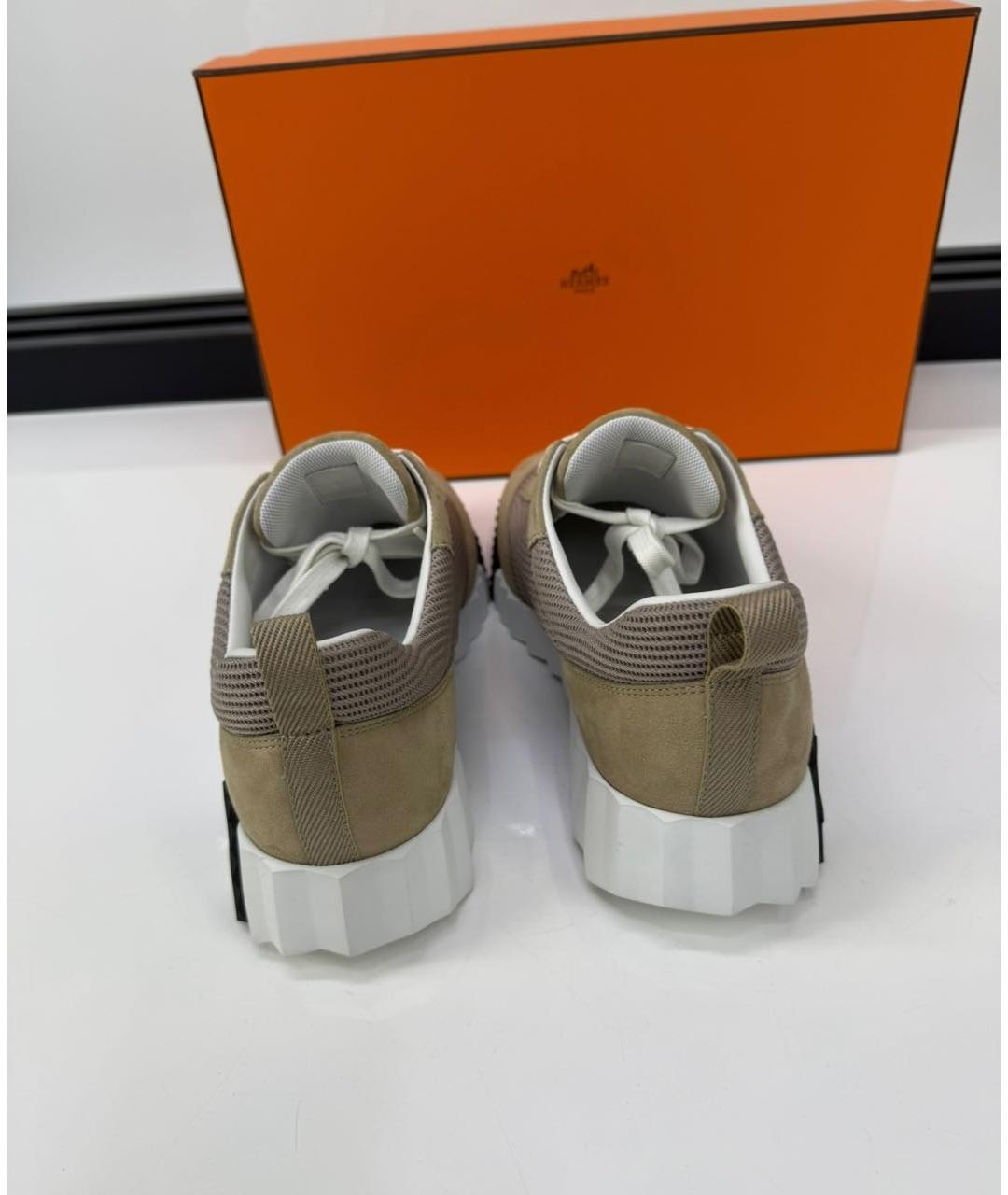 HERMES Хаки замшевые кроссовки, фото 4
