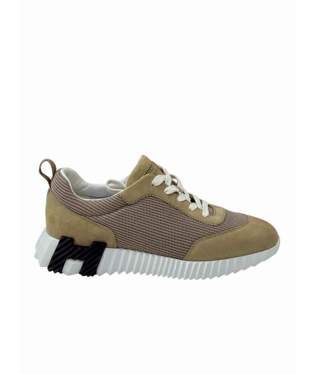 HERMES Хаки замшевые кроссовки, фото 9
