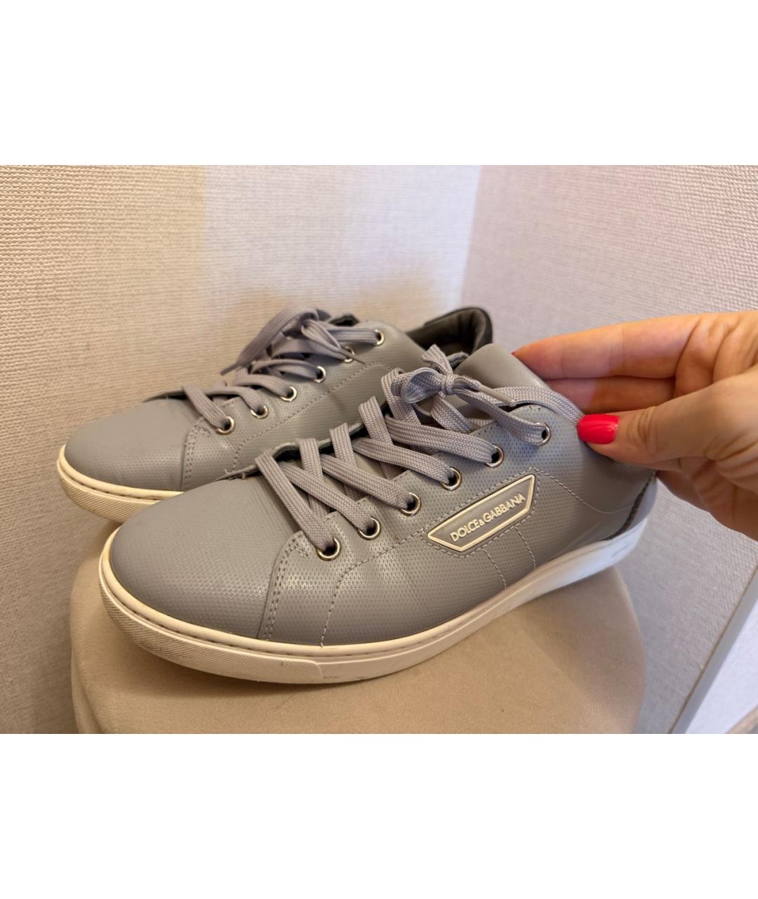 DOLCE&GABBANA Серые кожаные низкие кроссовки / кеды, фото 4