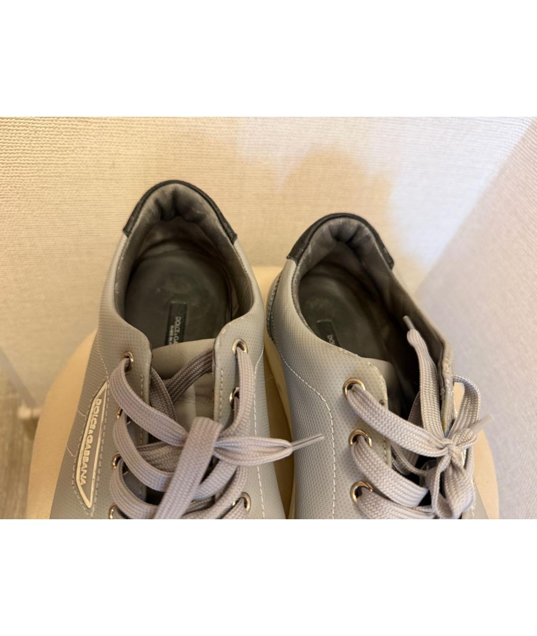 DOLCE&GABBANA Серые кожаные низкие кроссовки / кеды, фото 6