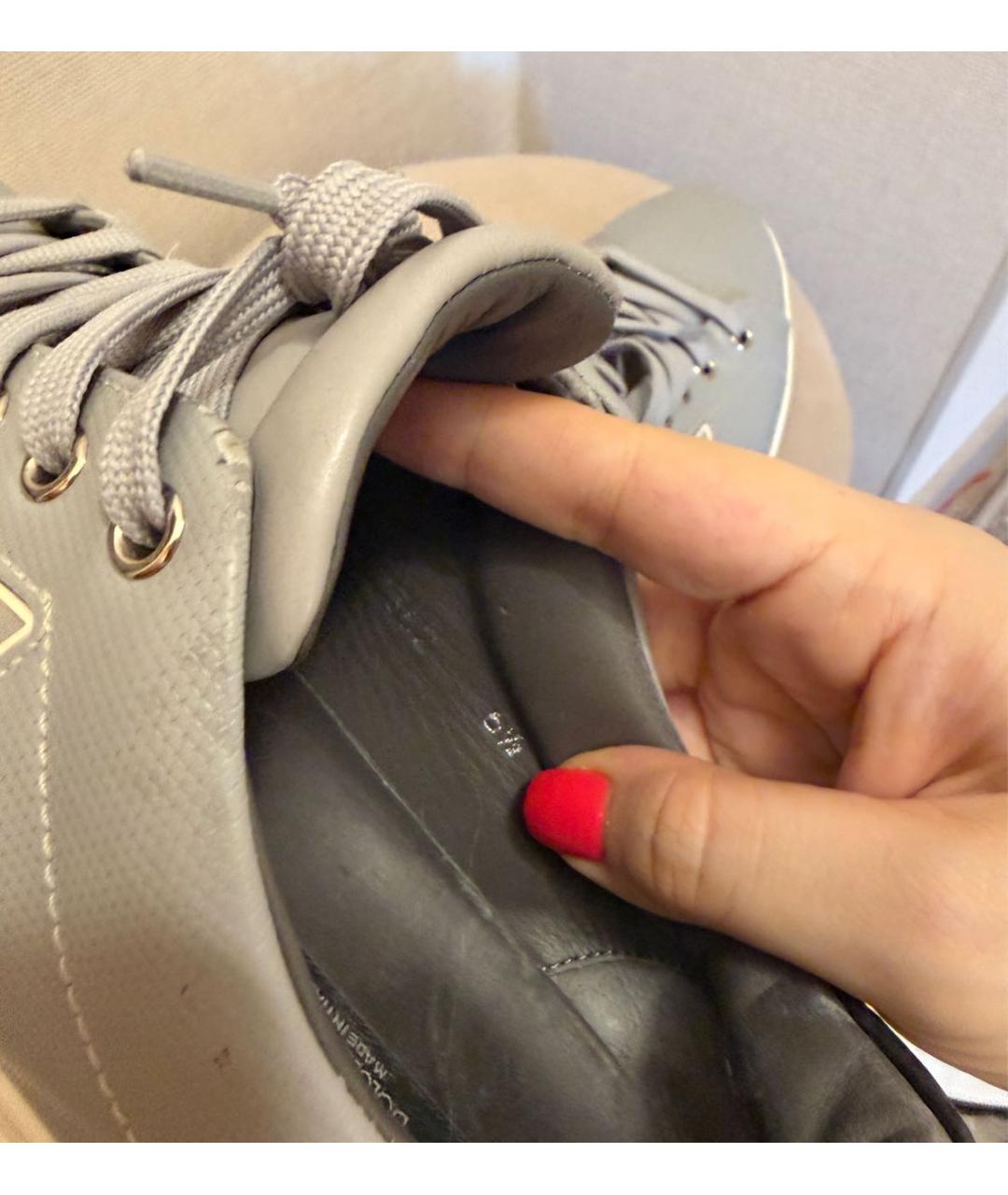 DOLCE&GABBANA Серые кожаные низкие кроссовки / кеды, фото 7