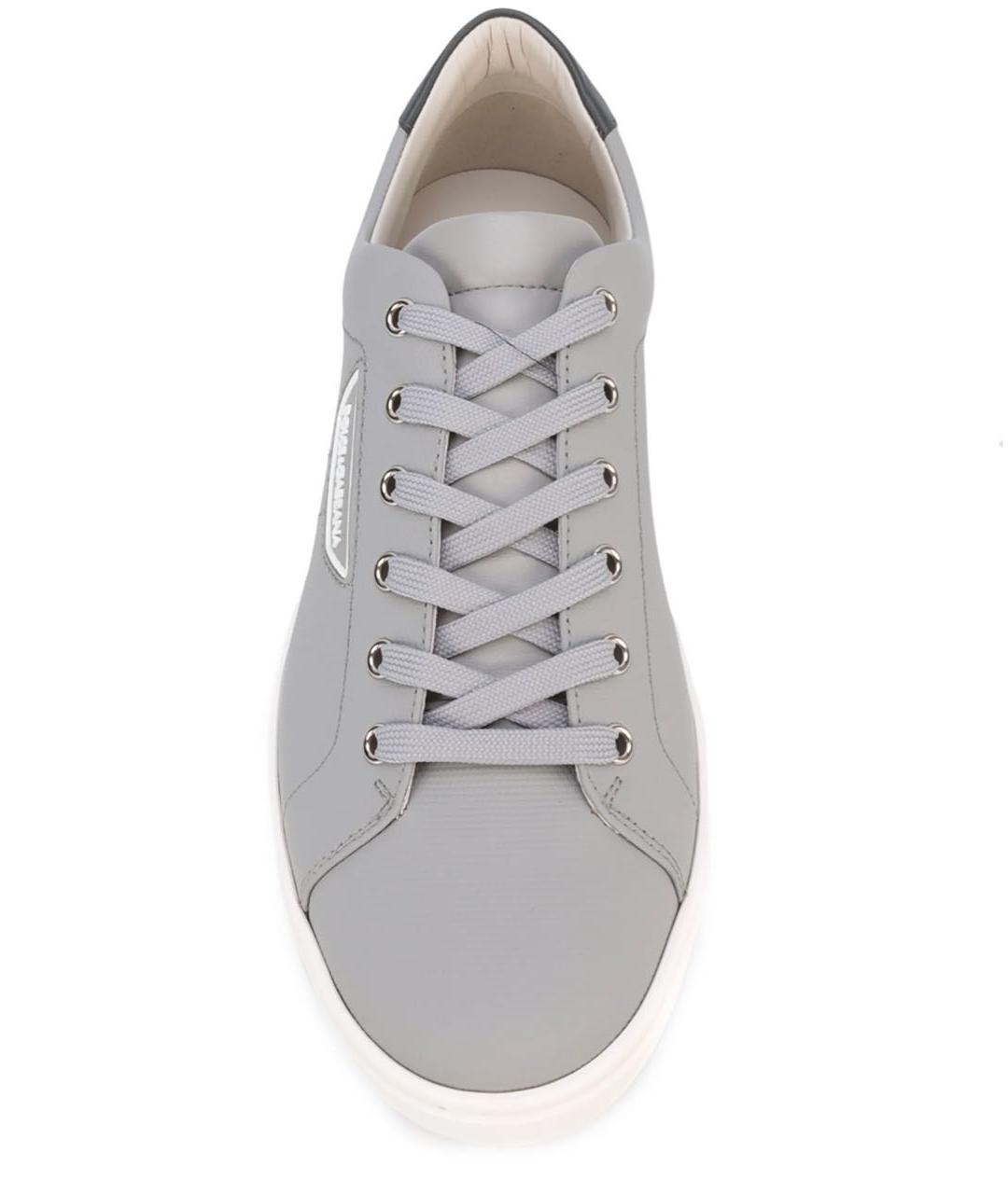 DOLCE&GABBANA Серые кожаные низкие кроссовки / кеды, фото 2