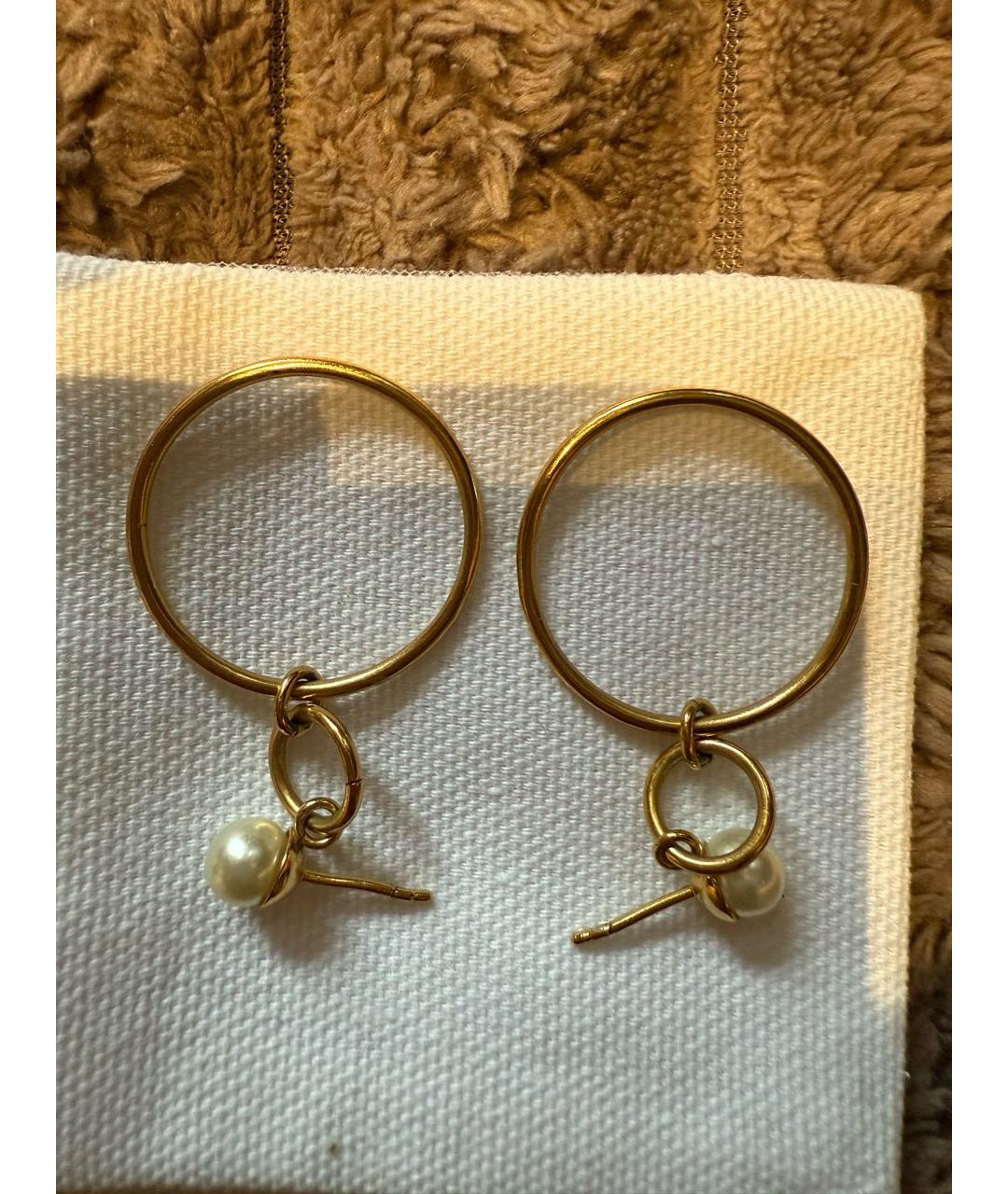 CHRISTIAN DIOR Золотые металлические серьги, фото 3