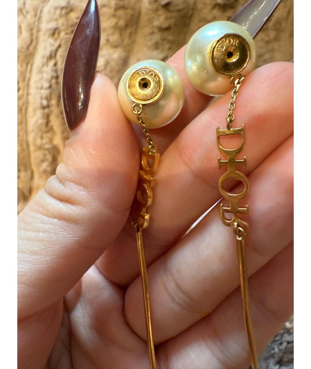 CHRISTIAN DIOR Золотые металлические серьги, фото 2