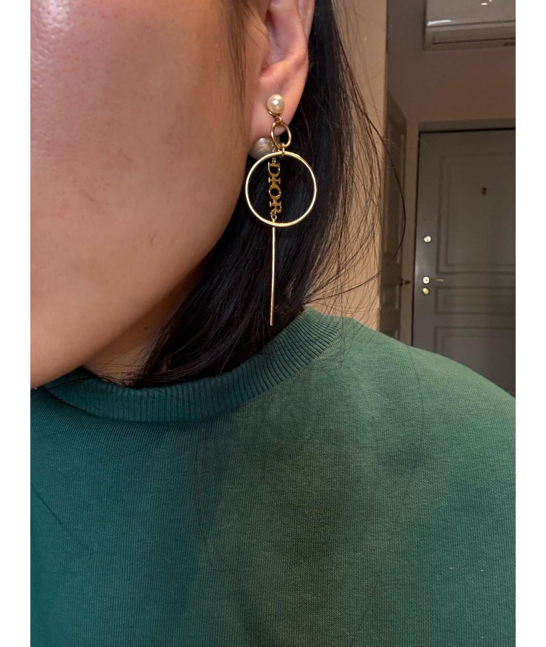 CHRISTIAN DIOR Золотые металлические серьги, фото 4