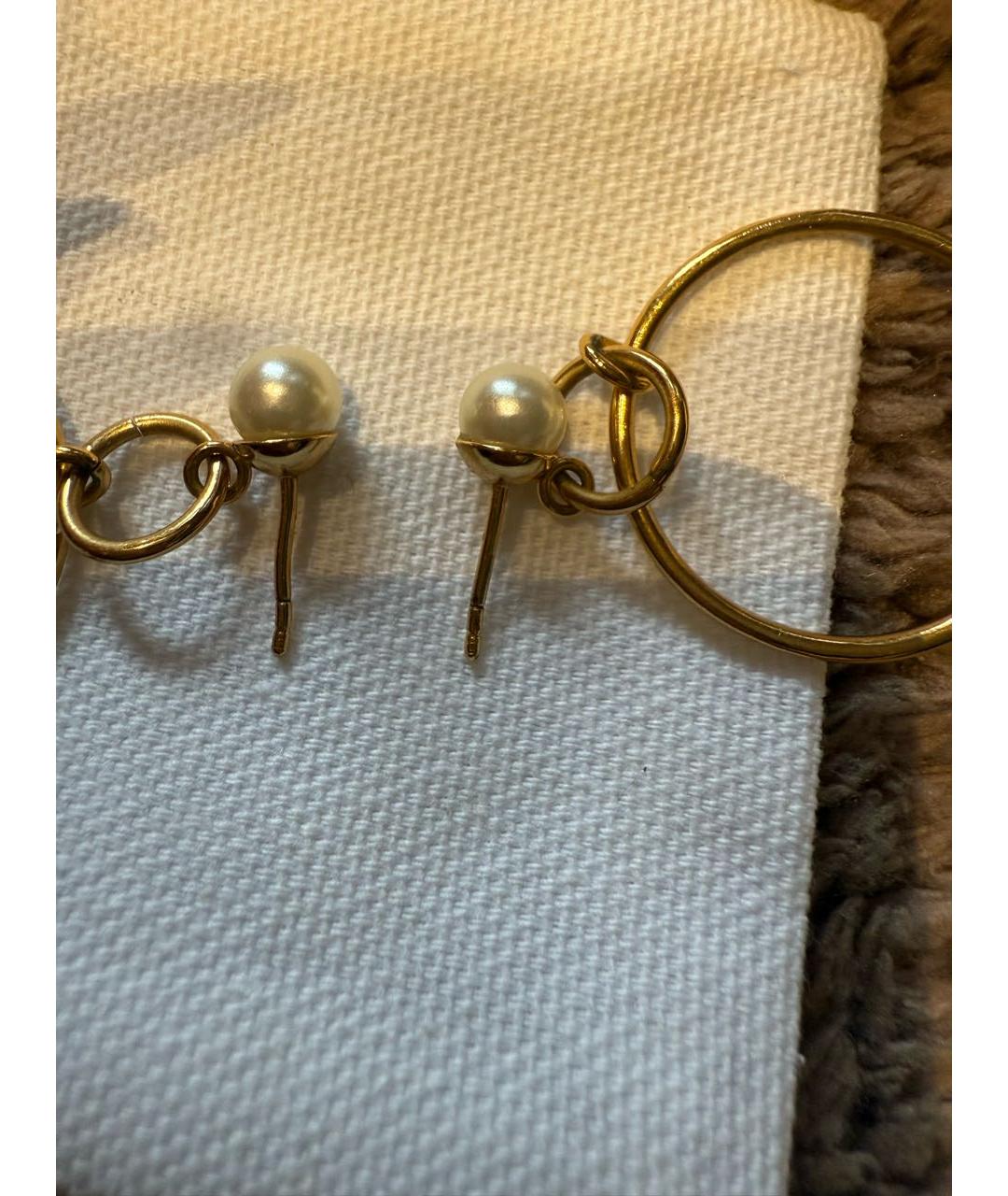 CHRISTIAN DIOR Золотые металлические серьги, фото 5