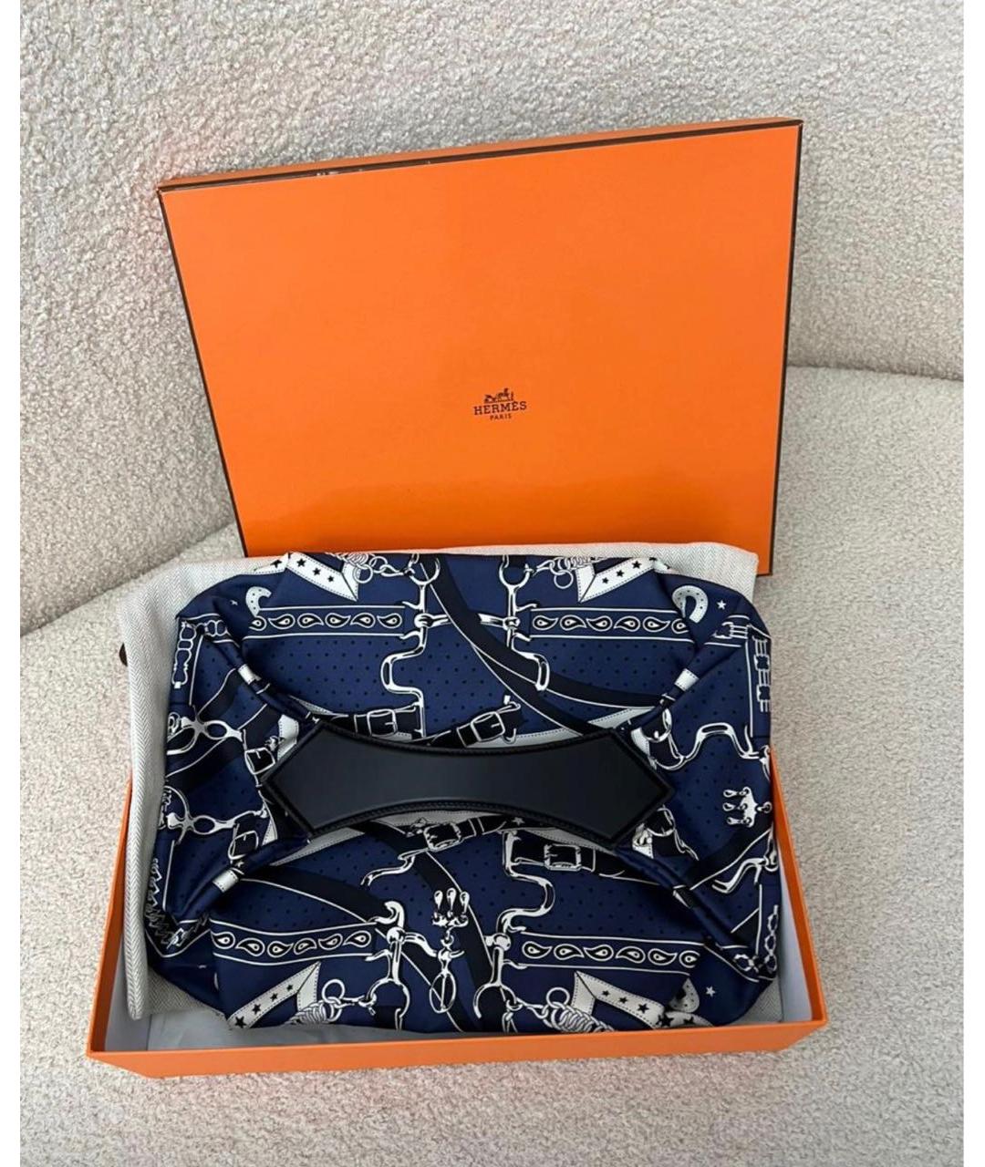 HERMES Темно-синяя шелковая сумка через плечо, фото 2