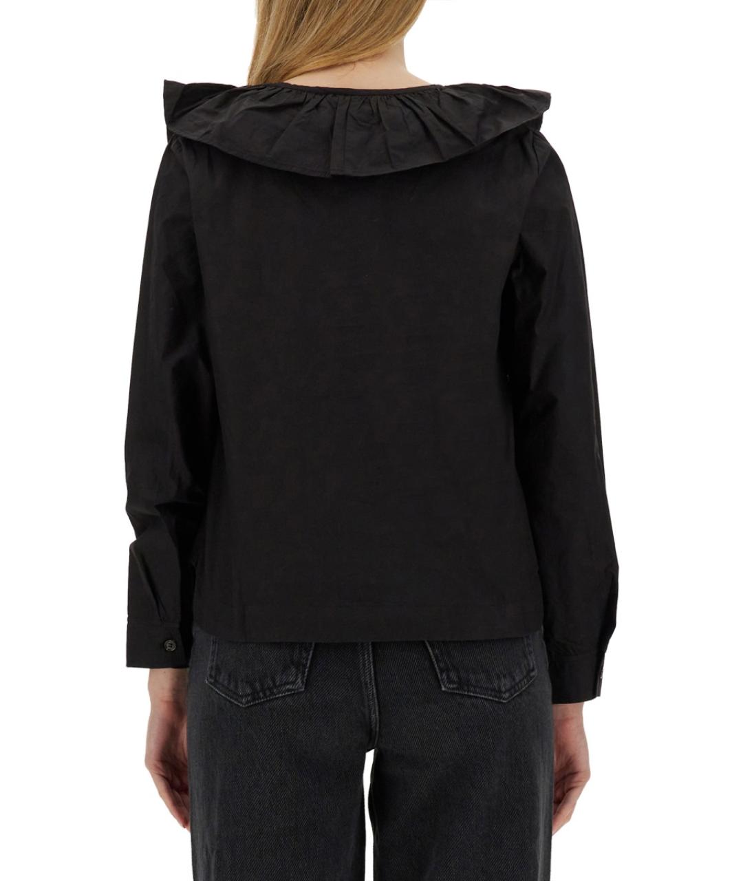 GANNI Черная хлопковая блузы, фото 4