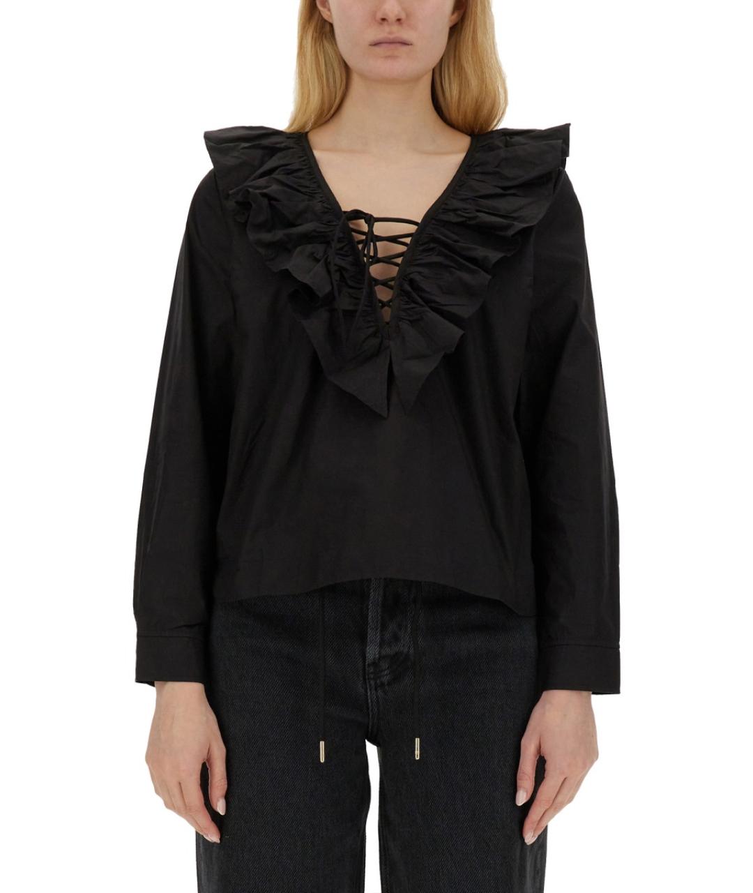 GANNI Черная хлопковая блузы, фото 2