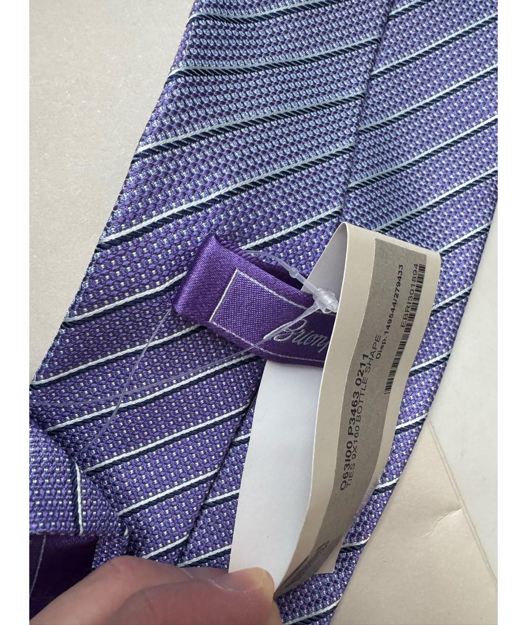 BRIONI Фиолетовый шелковый галстук, фото 7