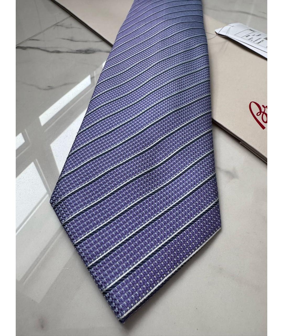 BRIONI Фиолетовый шелковый галстук, фото 4