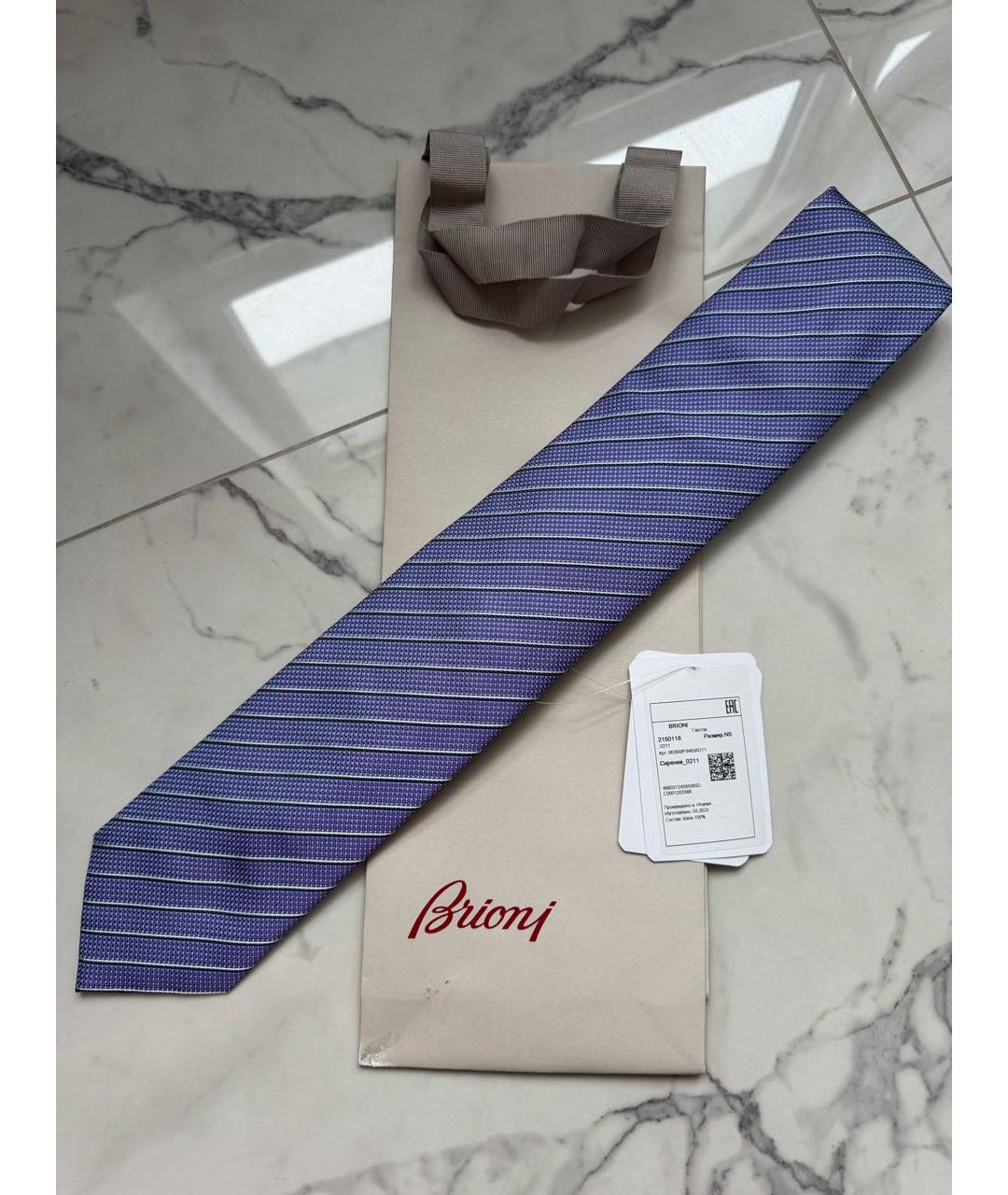 BRIONI Фиолетовый шелковый галстук, фото 6