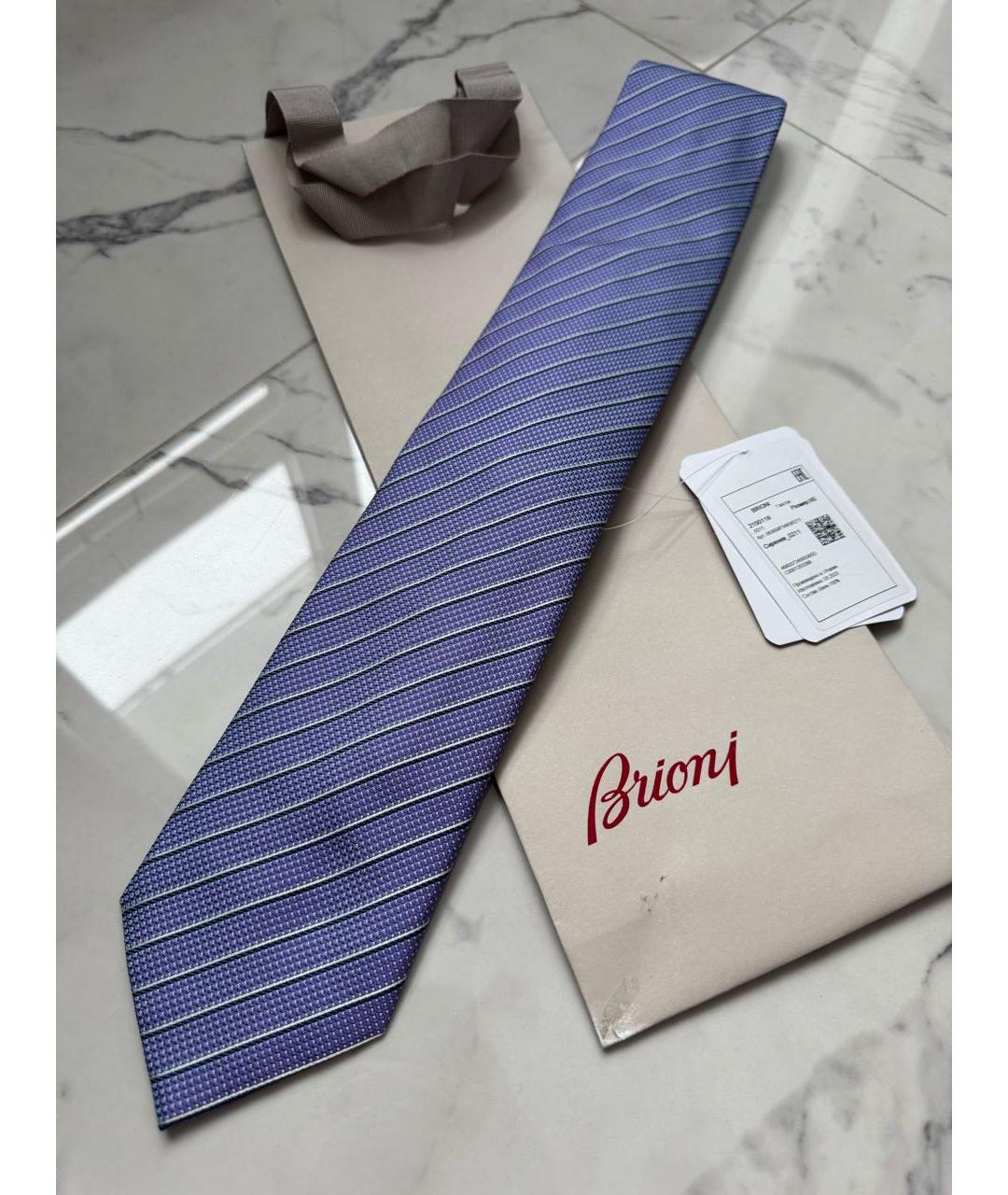 BRIONI Фиолетовый шелковый галстук, фото 8