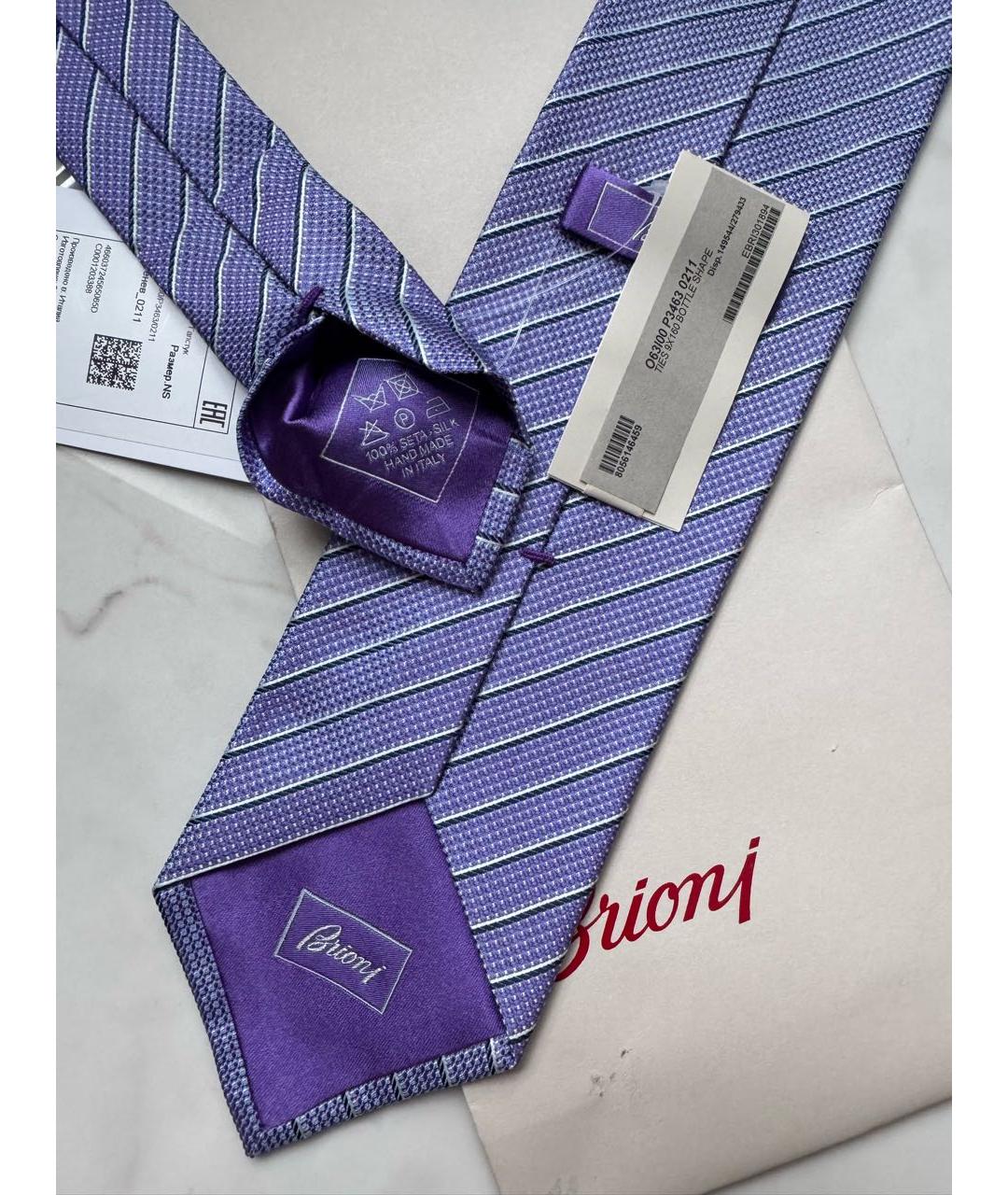 BRIONI Фиолетовый шелковый галстук, фото 5