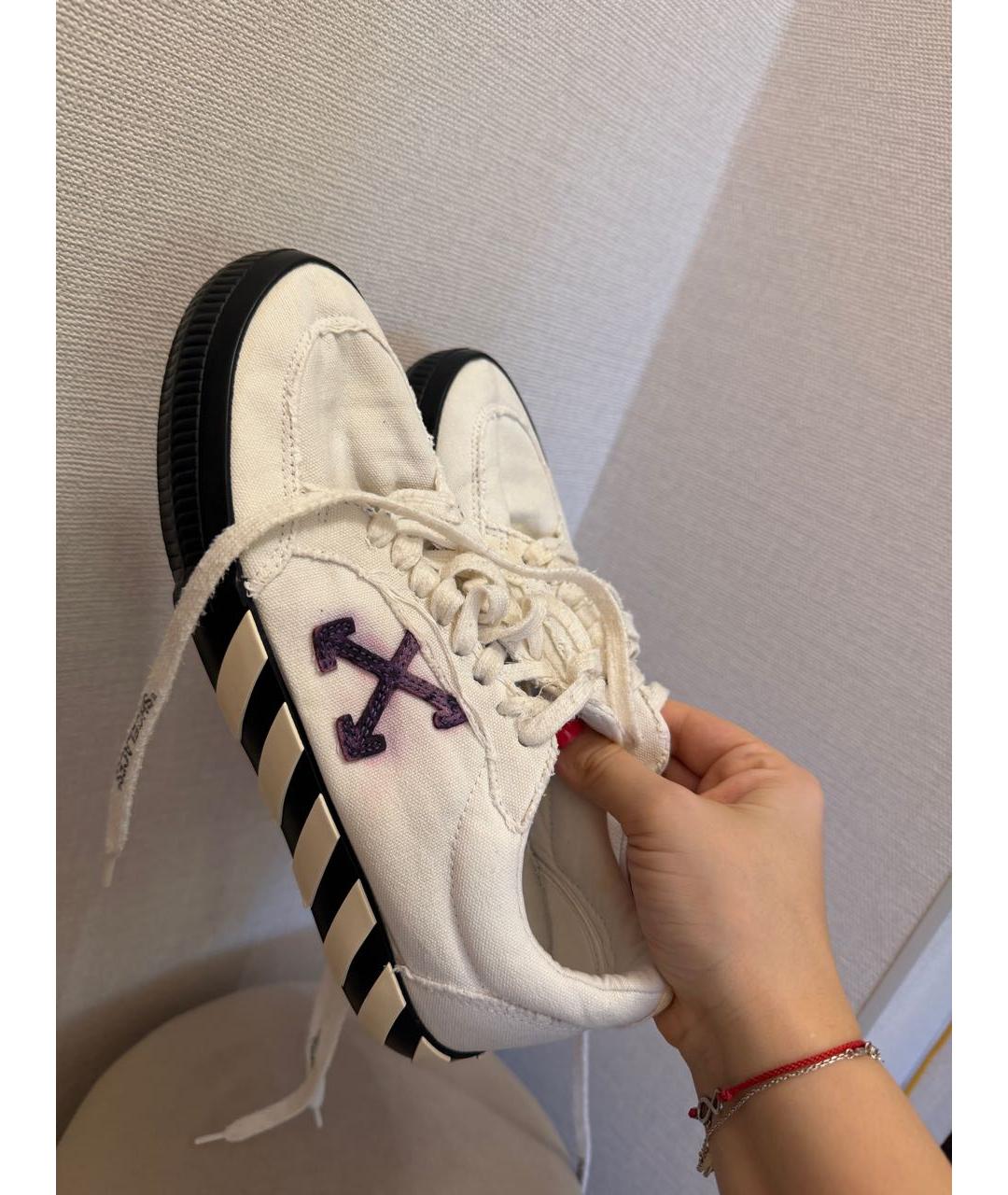 OFF-WHITE Белые текстильные низкие кроссовки / кеды, фото 4