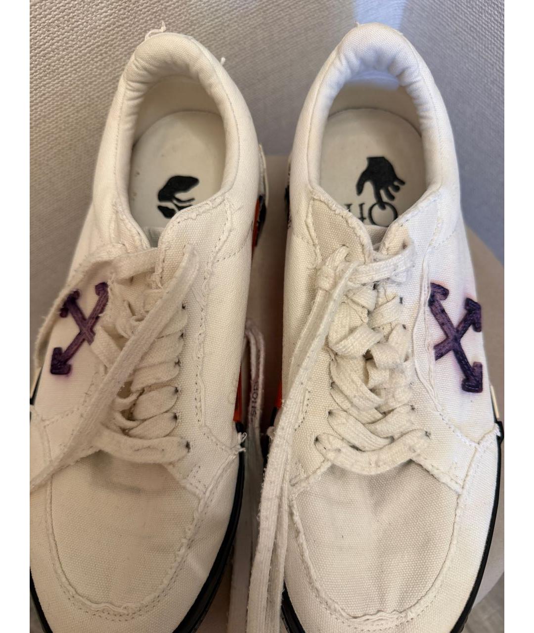 OFF-WHITE Белые текстильные низкие кроссовки / кеды, фото 7