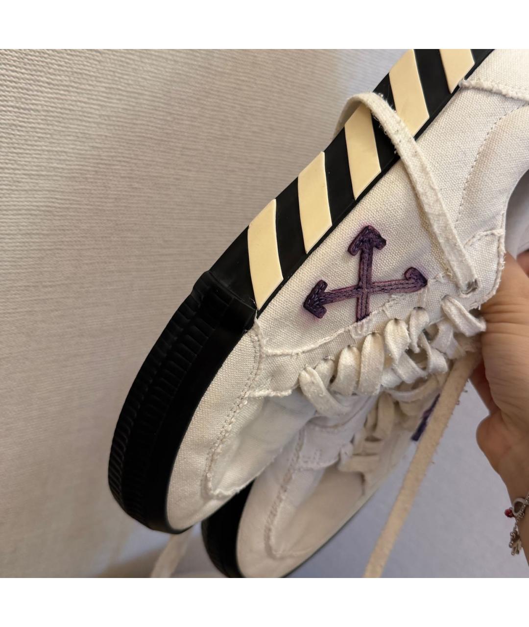 OFF-WHITE Белые текстильные низкие кроссовки / кеды, фото 6