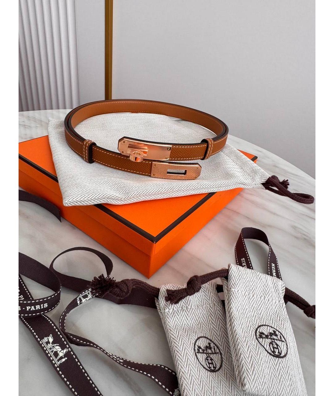 HERMES Коричневый кожаный ремень, фото 5