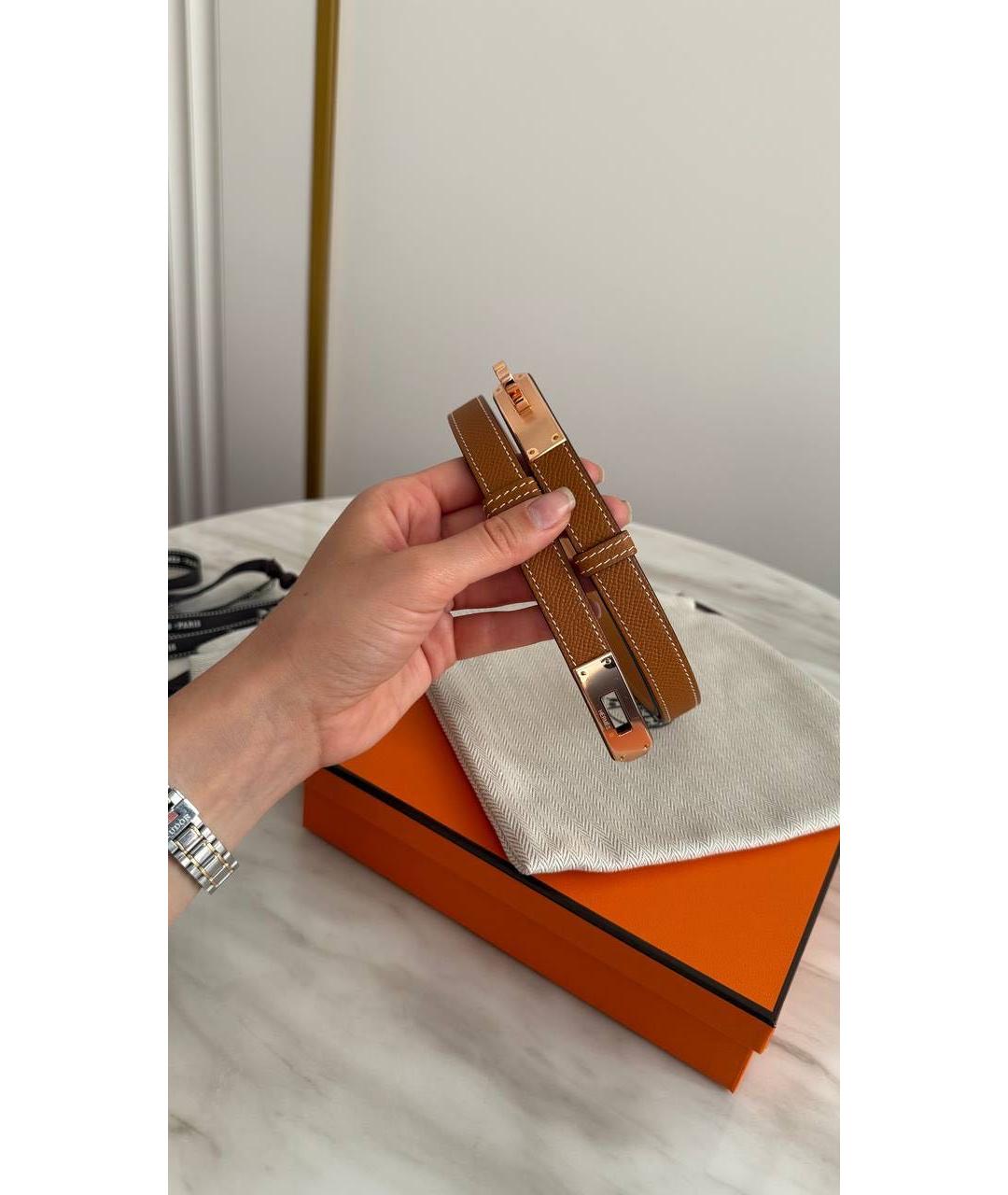 HERMES Коричневый кожаный ремень, фото 2