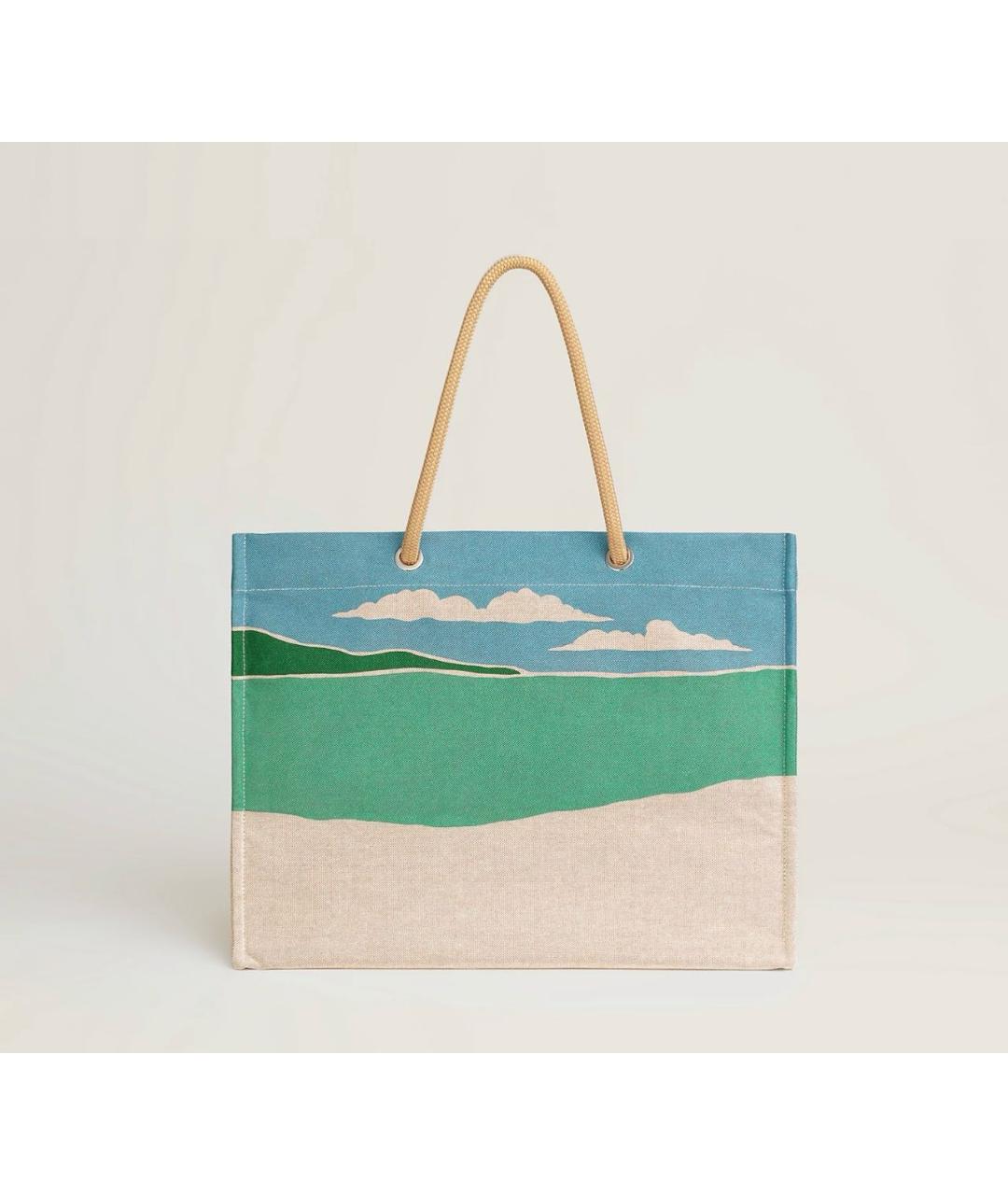 HERMES Бежевая хлопковая пляжная сумка, фото 7