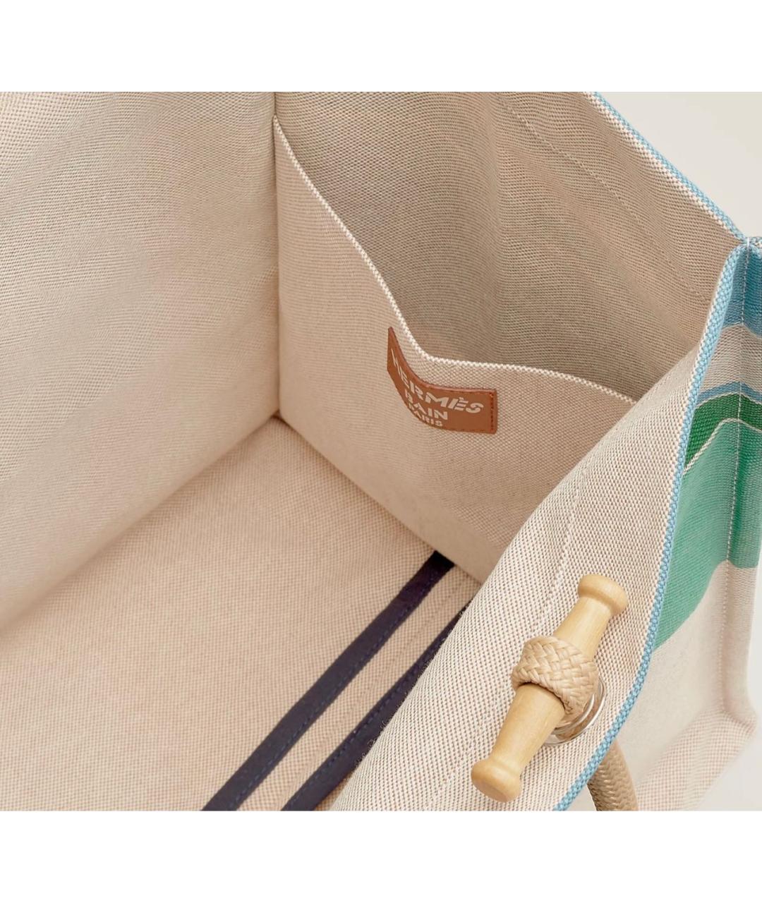 HERMES Бежевая хлопковая пляжная сумка, фото 4