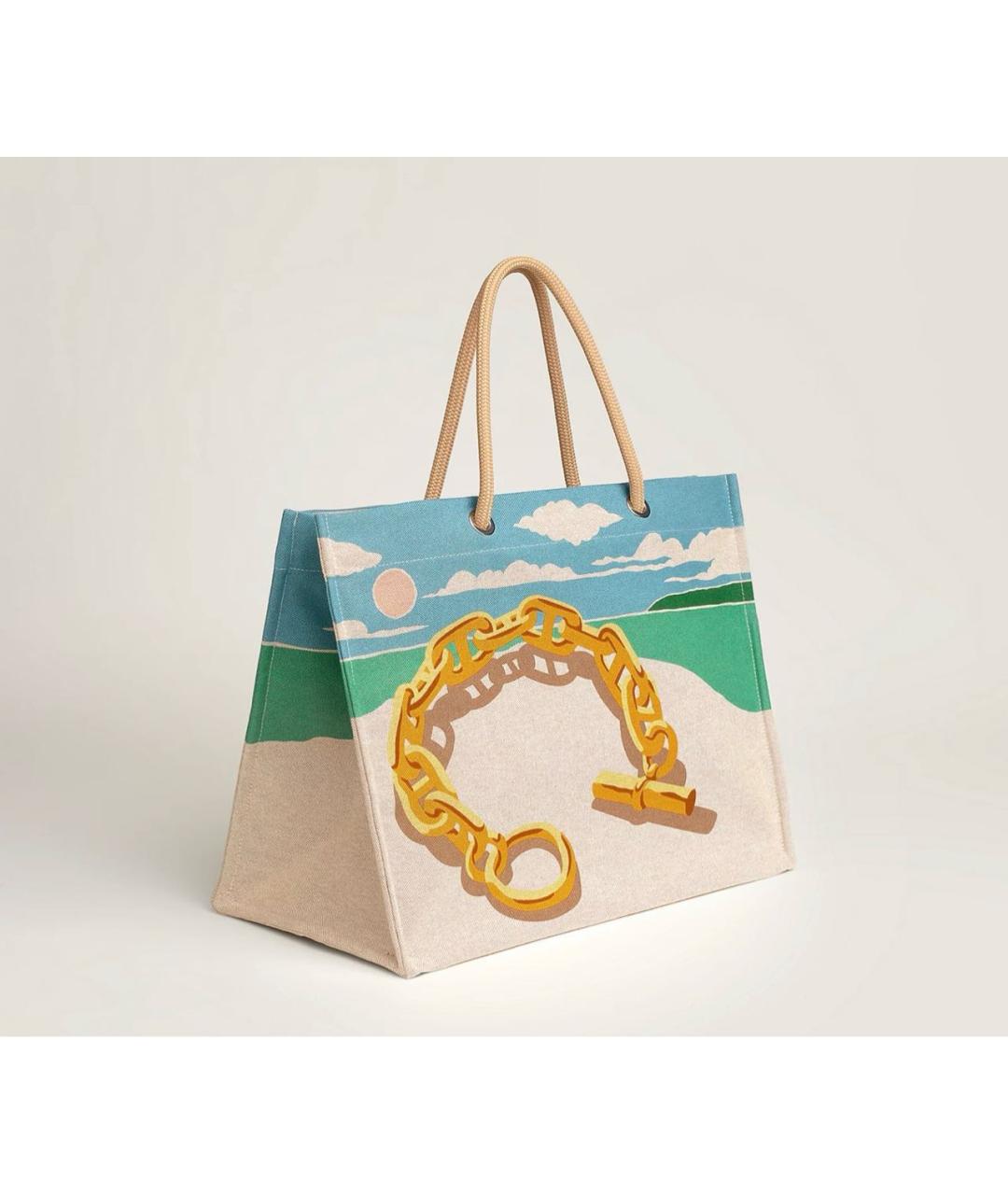 HERMES Бежевая хлопковая пляжная сумка, фото 6