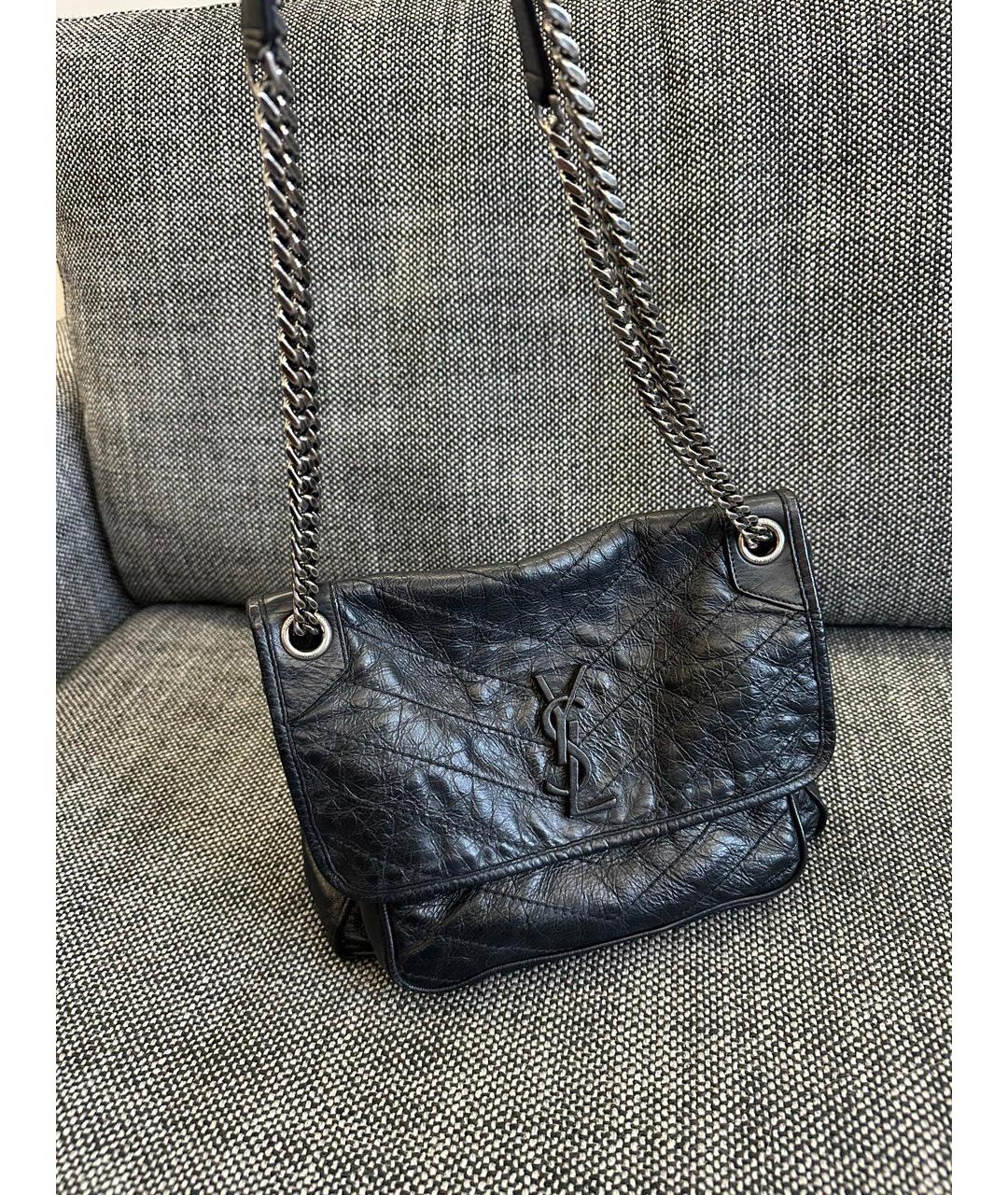 SAINT LAURENT Черная кожаная сумка через плечо, фото 9