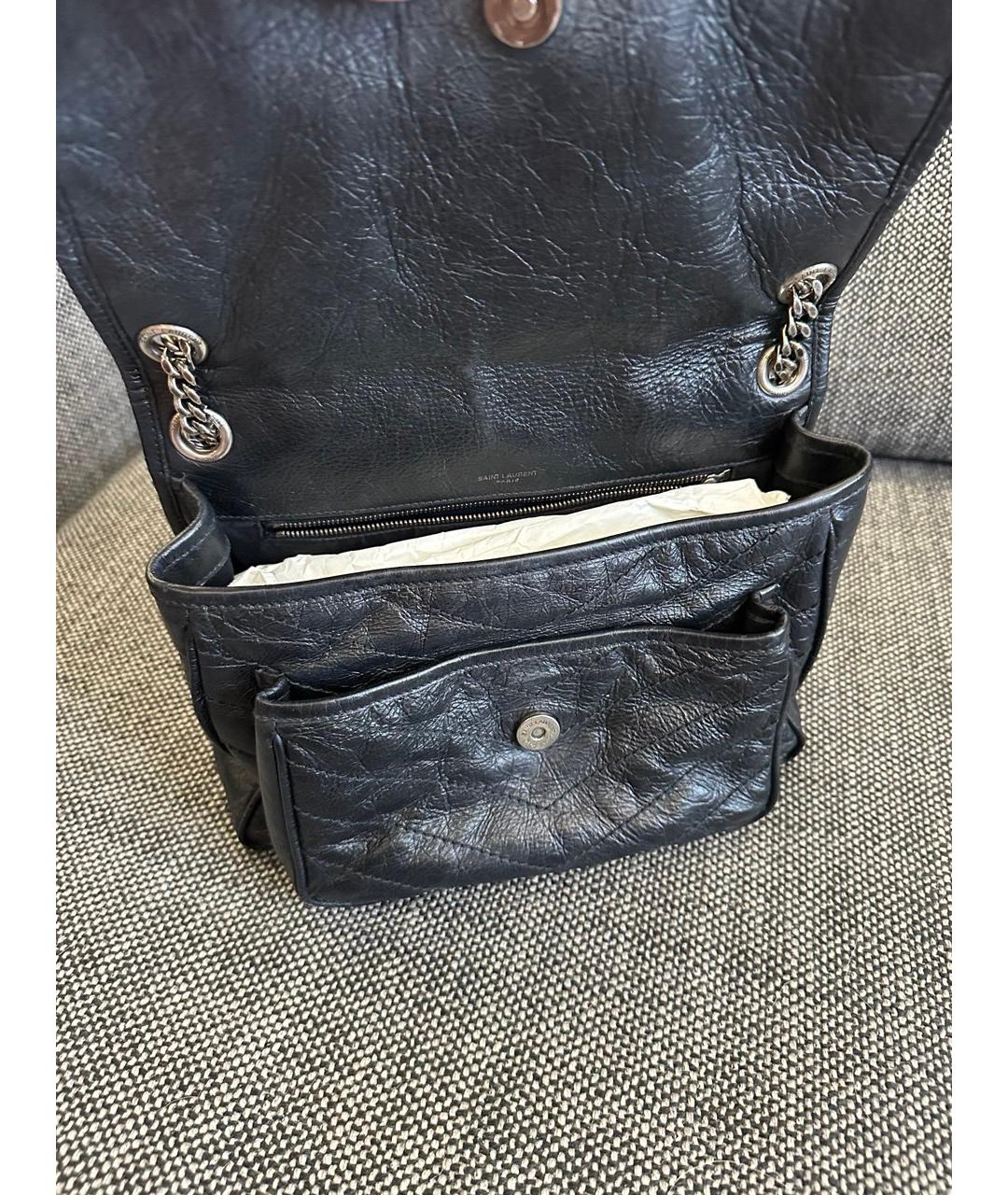 SAINT LAURENT Черная кожаная сумка через плечо, фото 2