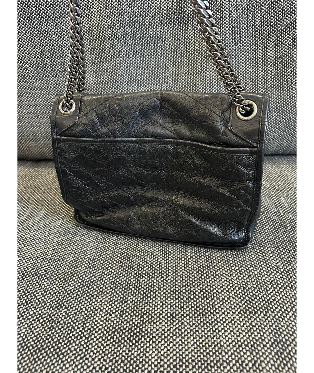 SAINT LAURENT Черная кожаная сумка через плечо, фото 5