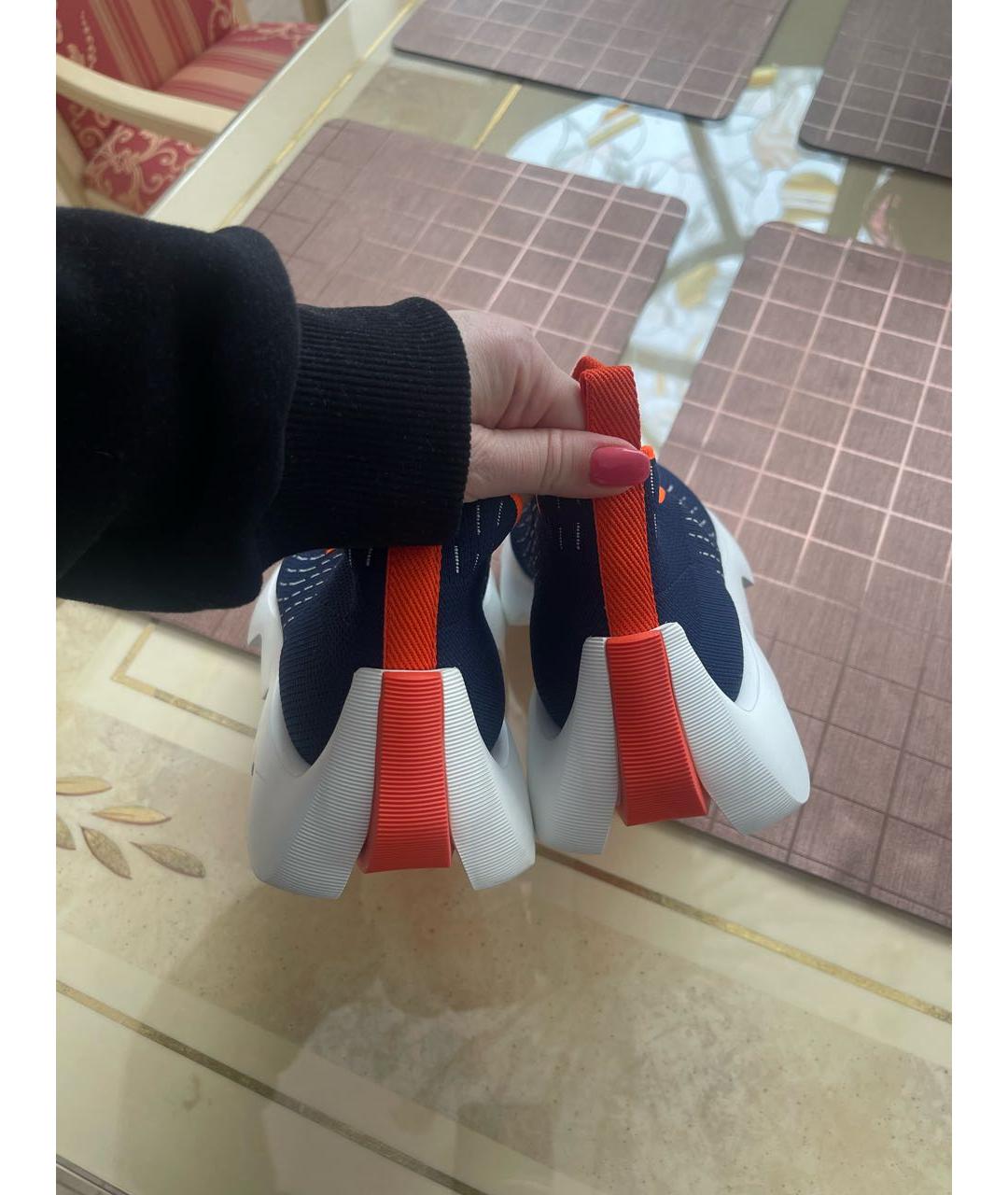 HERMES Темно-синие текстильные низкие кроссовки / кеды, фото 8