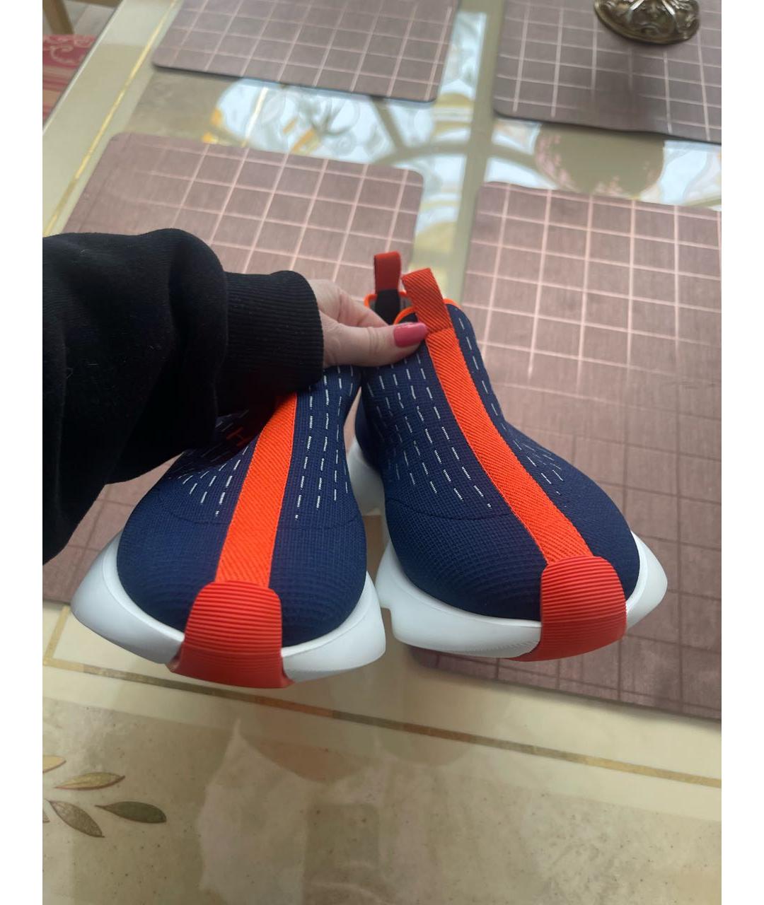 HERMES Темно-синие текстильные низкие кроссовки / кеды, фото 7