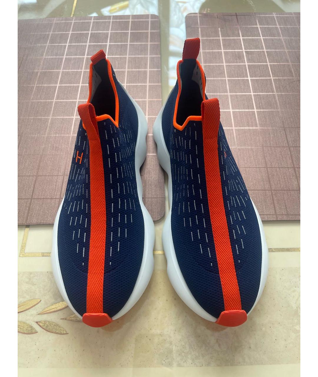 HERMES Темно-синие текстильные низкие кроссовки / кеды, фото 2