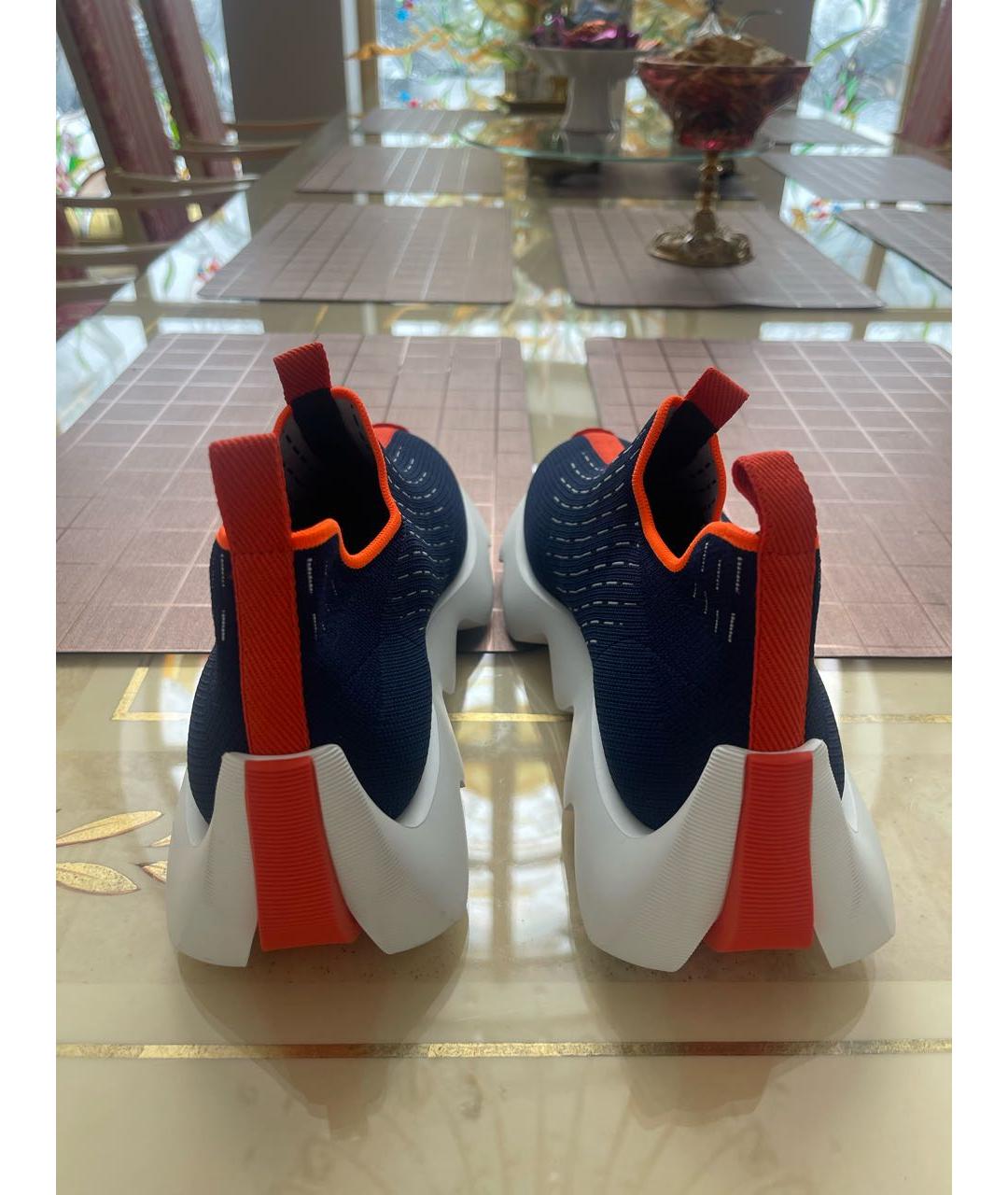 HERMES Темно-синие текстильные низкие кроссовки / кеды, фото 4