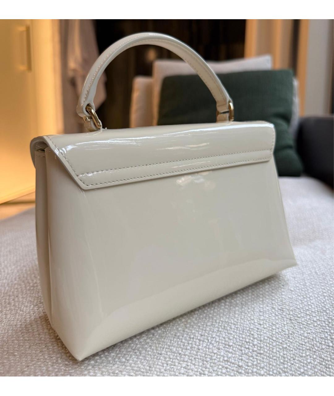 CELINE Бежевая сумка через плечо из лакированной кожи, фото 3