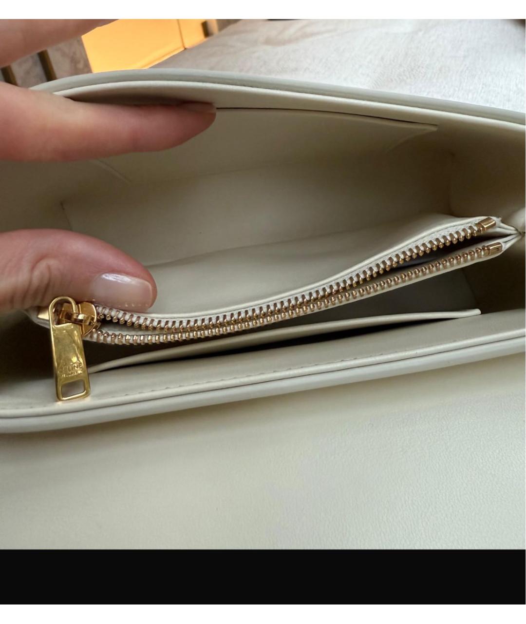 CELINE Бежевая сумка через плечо из лакированной кожи, фото 4