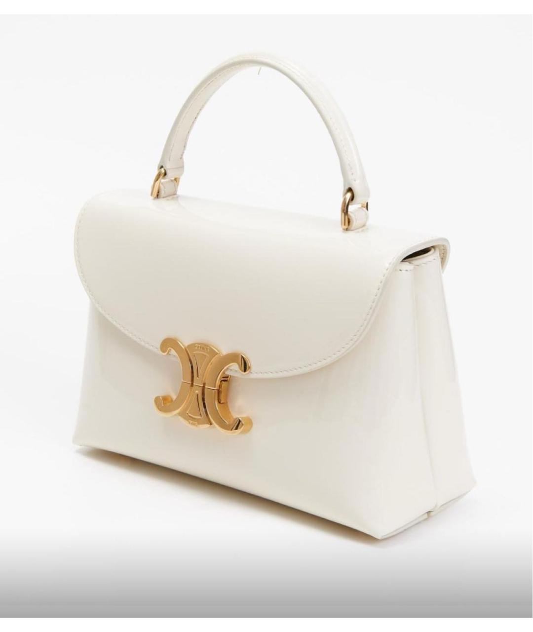 CELINE Бежевая сумка через плечо из лакированной кожи, фото 2