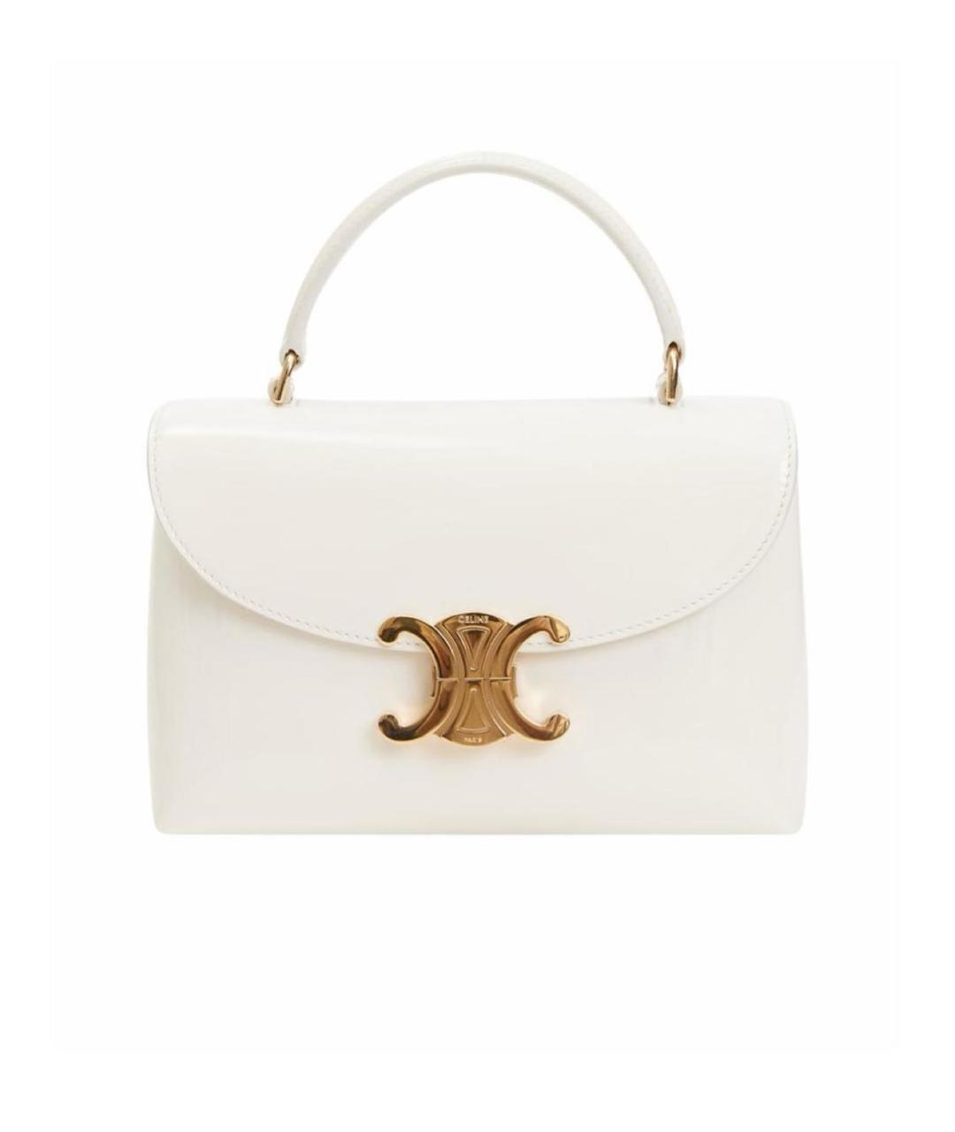 CELINE Бежевая сумка через плечо из лакированной кожи, фото 7