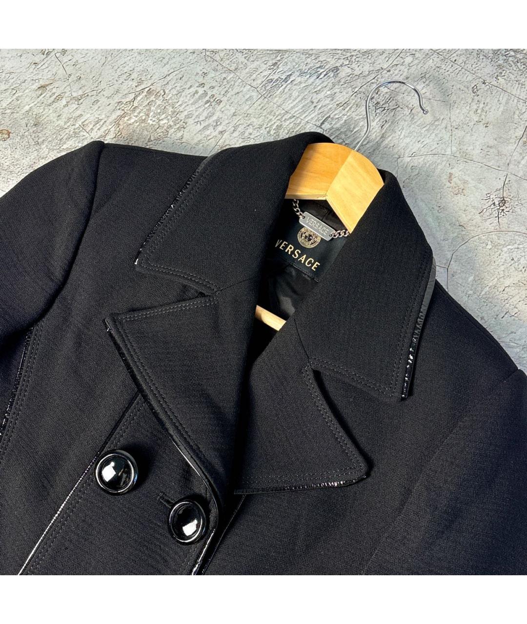 VERSACE Черное шерстяное пальто, фото 3