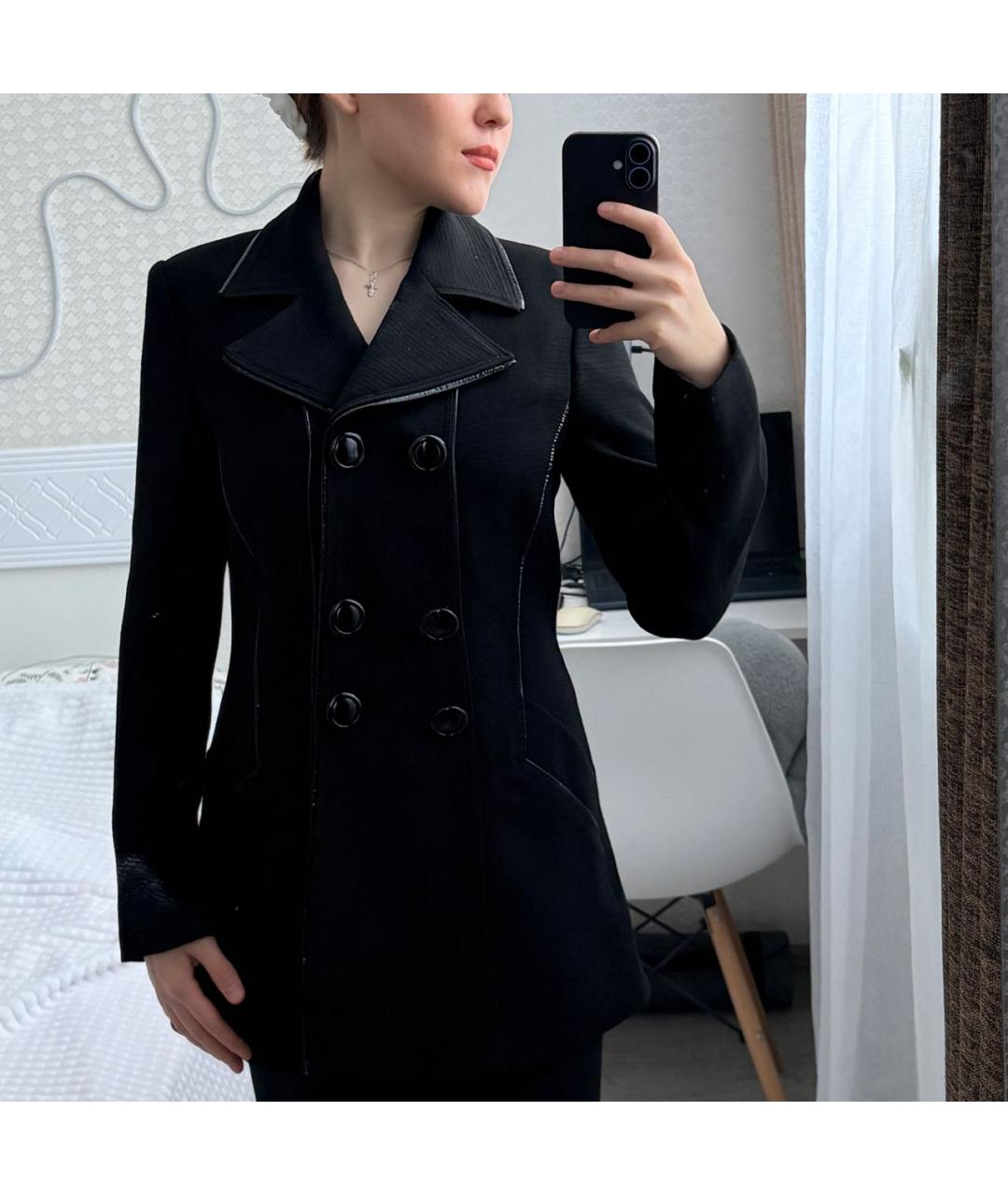 VERSACE Черное шерстяное пальто, фото 5