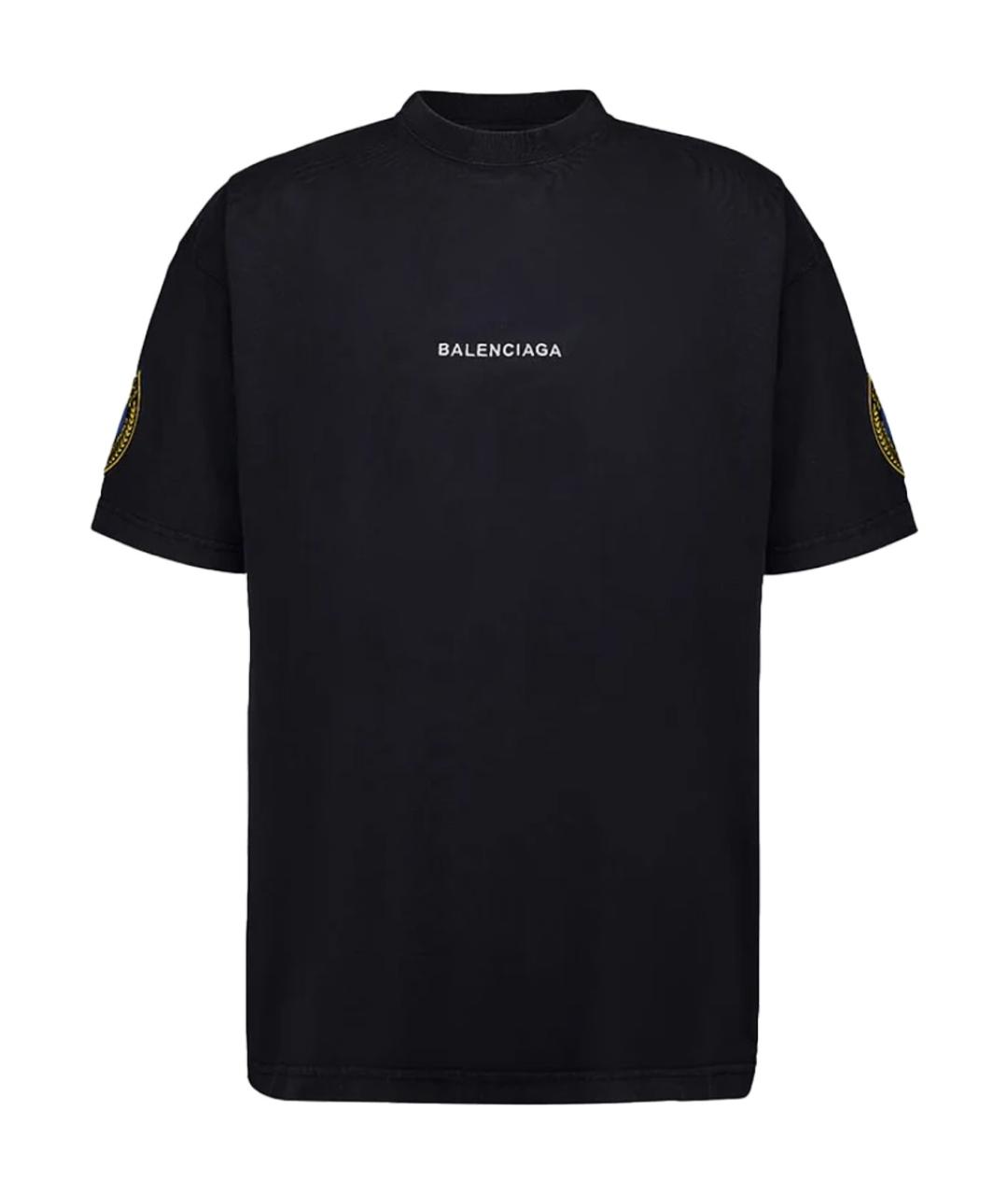 BALENCIAGA Черная хлопковая футболка, фото 1