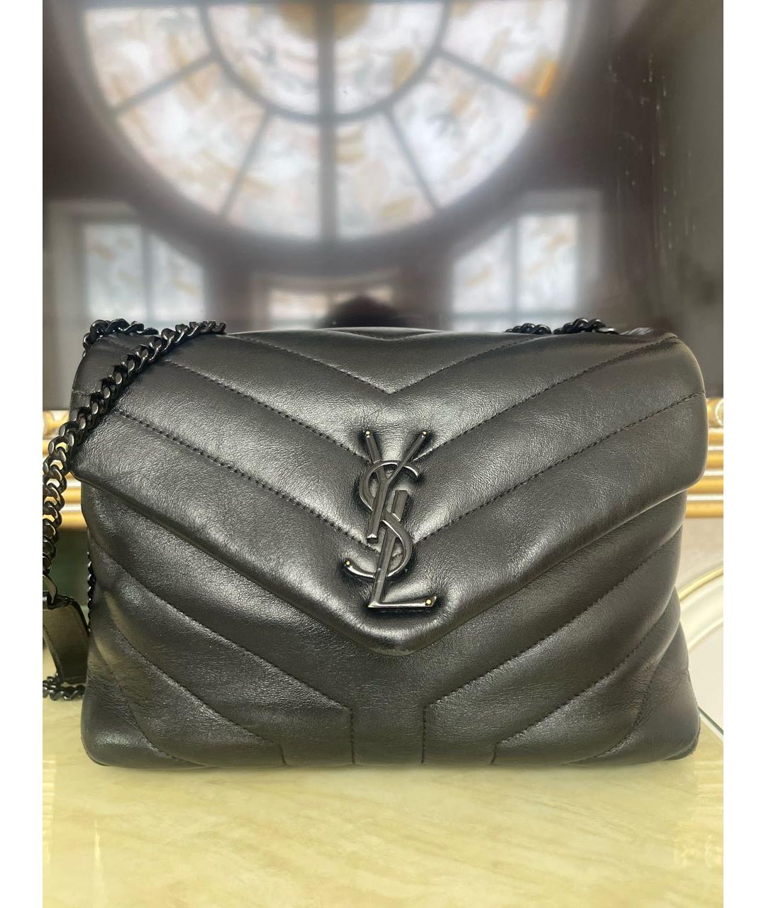 SAINT LAURENT Черная кожаная сумка через плечо, фото 9