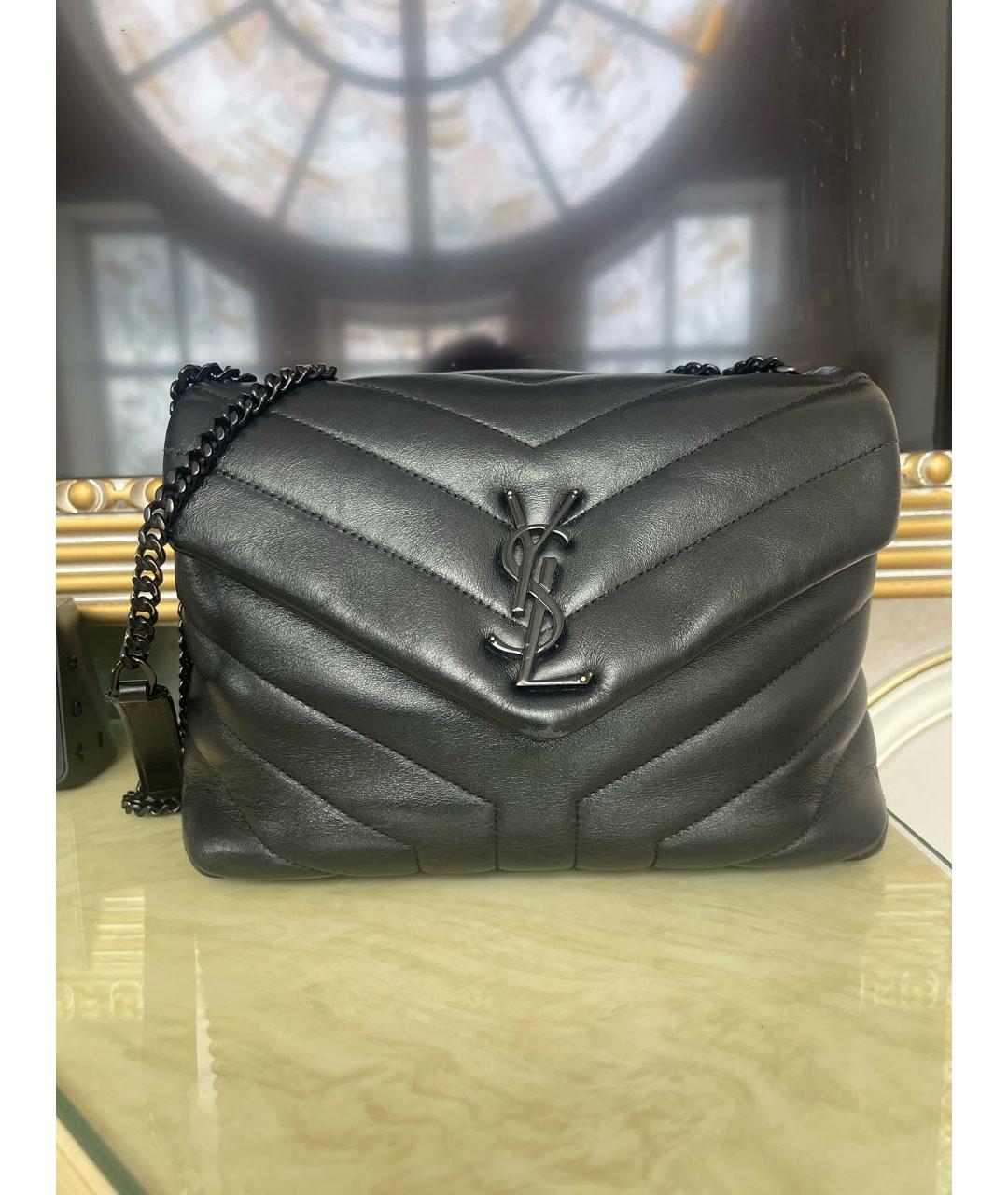 SAINT LAURENT Черная кожаная сумка через плечо, фото 2