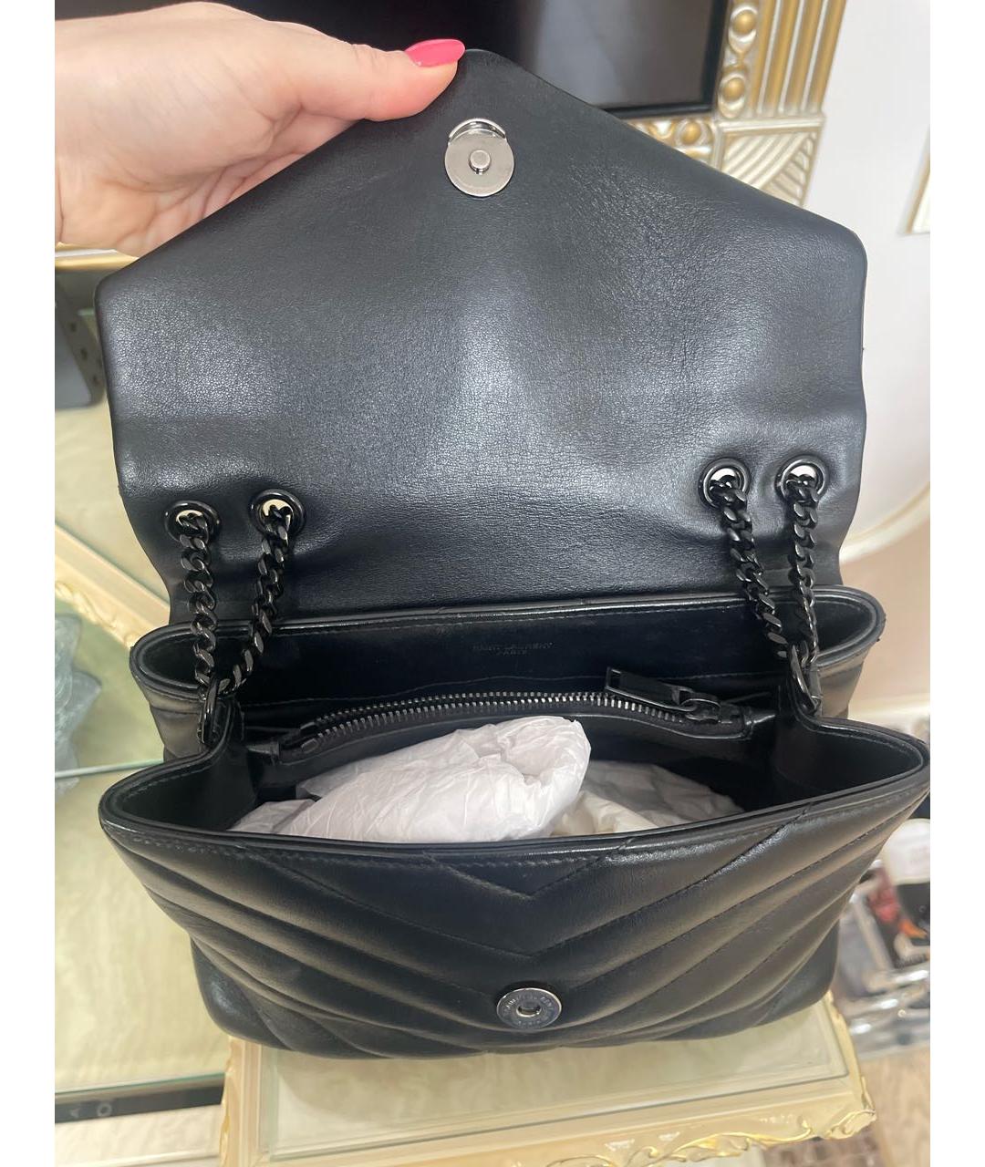 SAINT LAURENT Черная кожаная сумка через плечо, фото 7