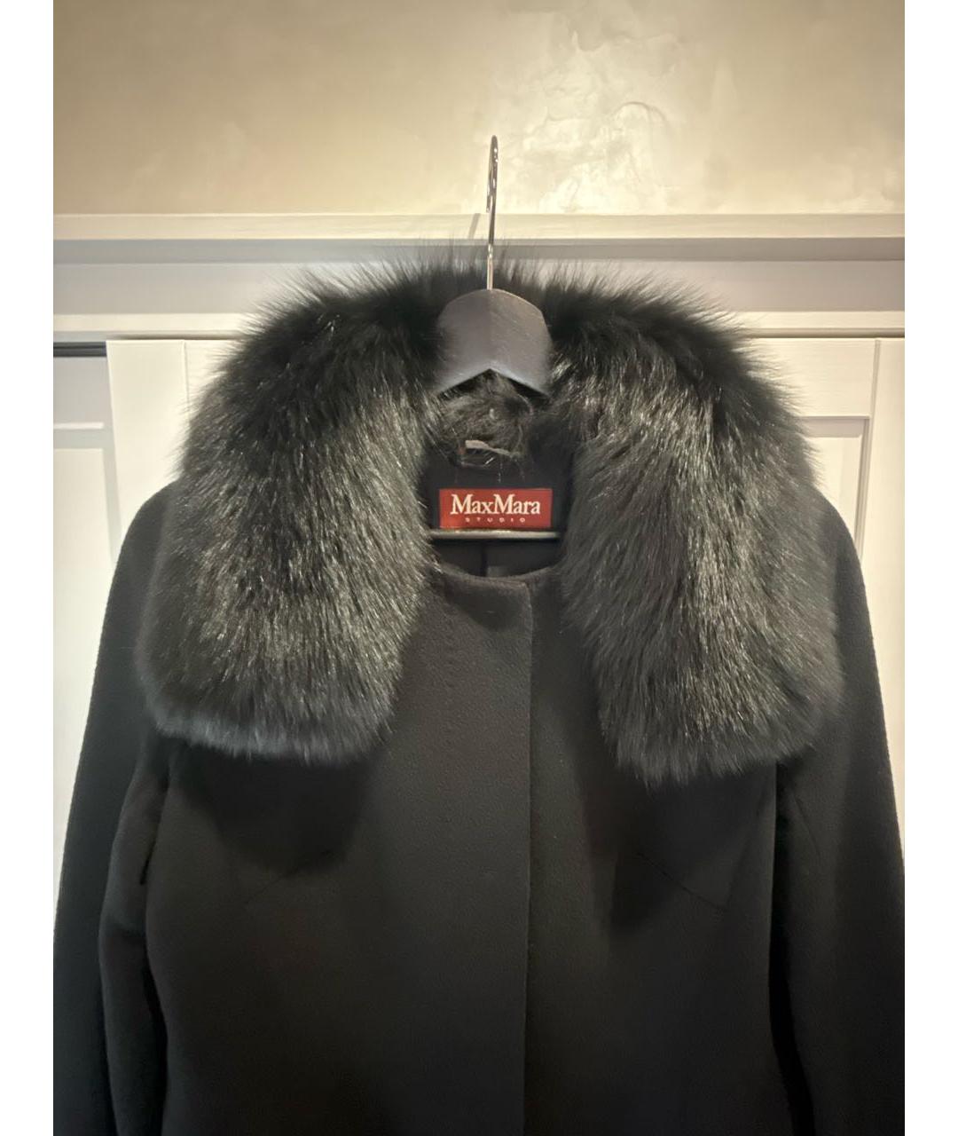 MAX MARA STUDIO Черное кашемировое пальто, фото 3