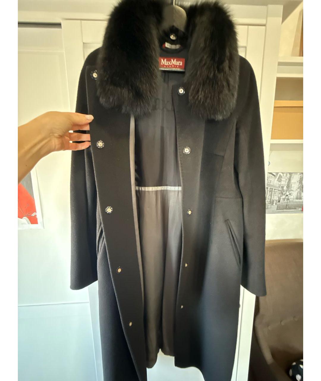MAX MARA STUDIO Черное кашемировое пальто, фото 4