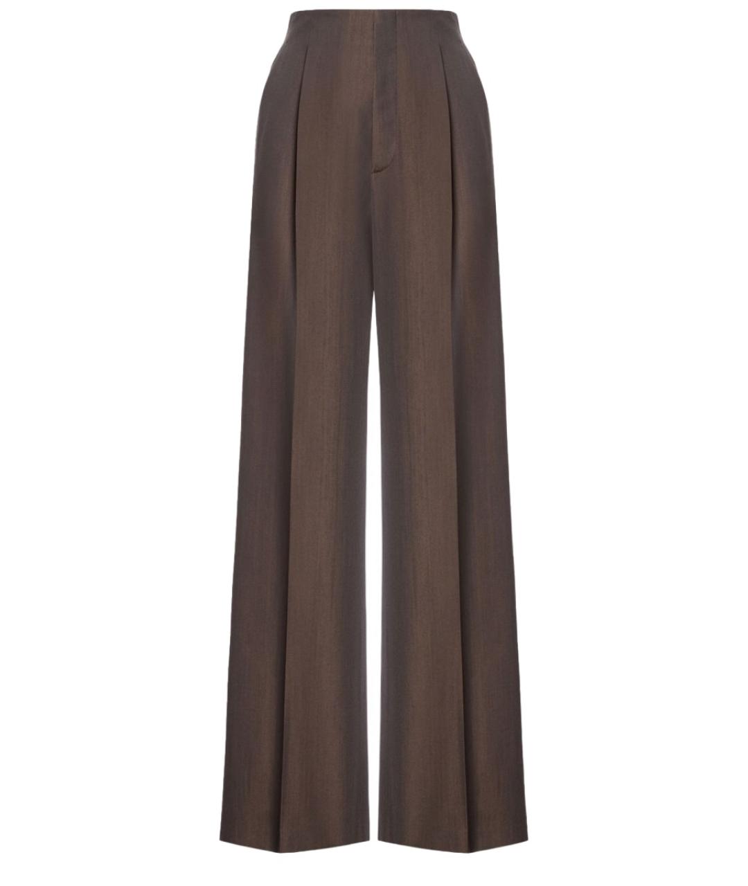 ALBERTA FERRETTI Коричневые шерстяные прямые брюки, фото 1