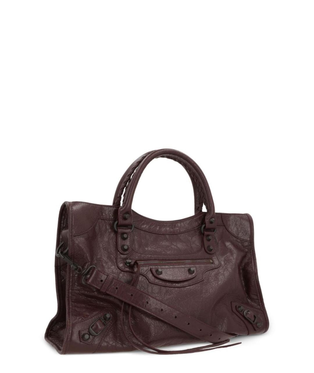 BALENCIAGA Бордовая кожаная сумка тоут, фото 3