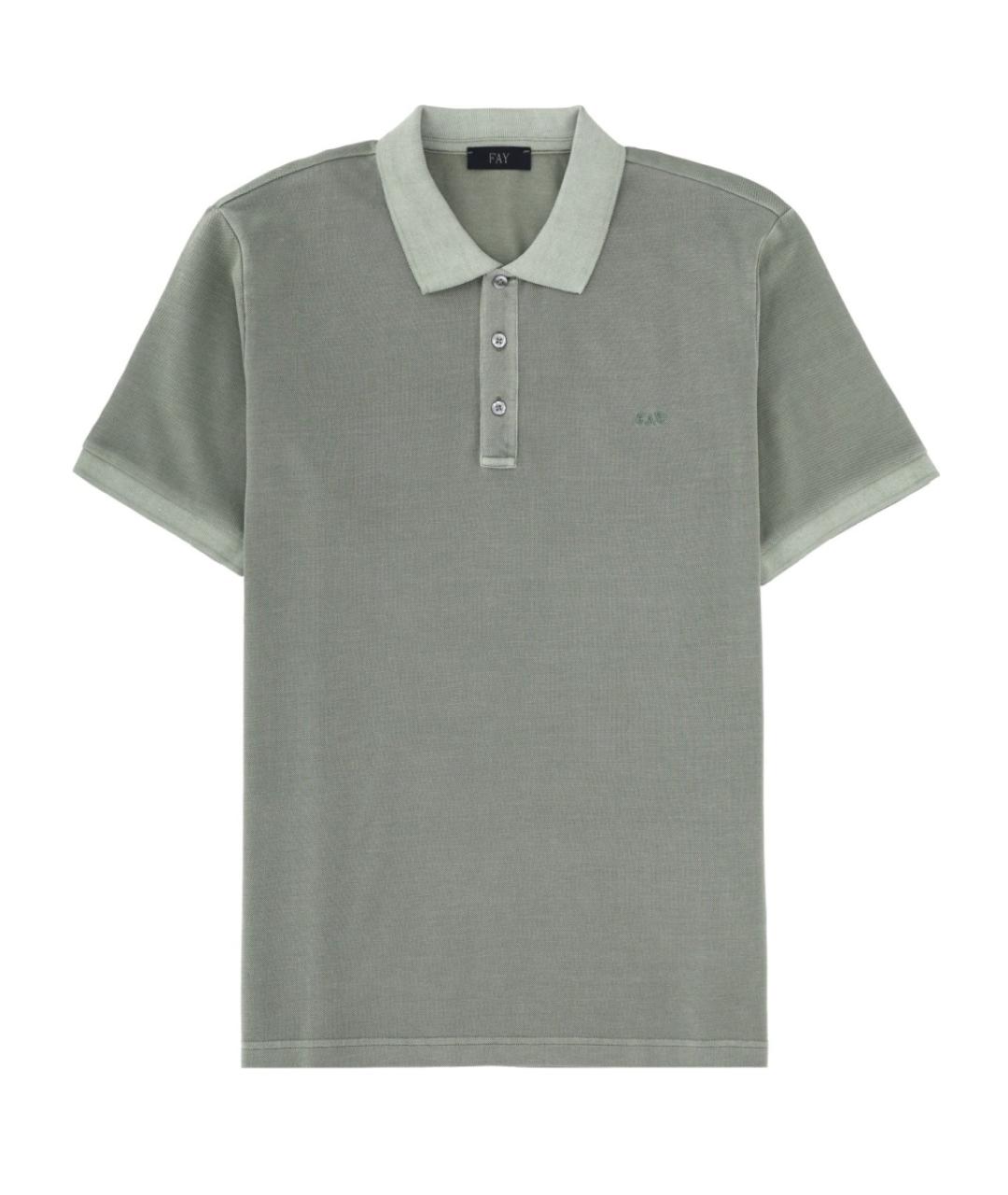 FAY Зеленые хлопковое поло с коротким рукавом, фото 1