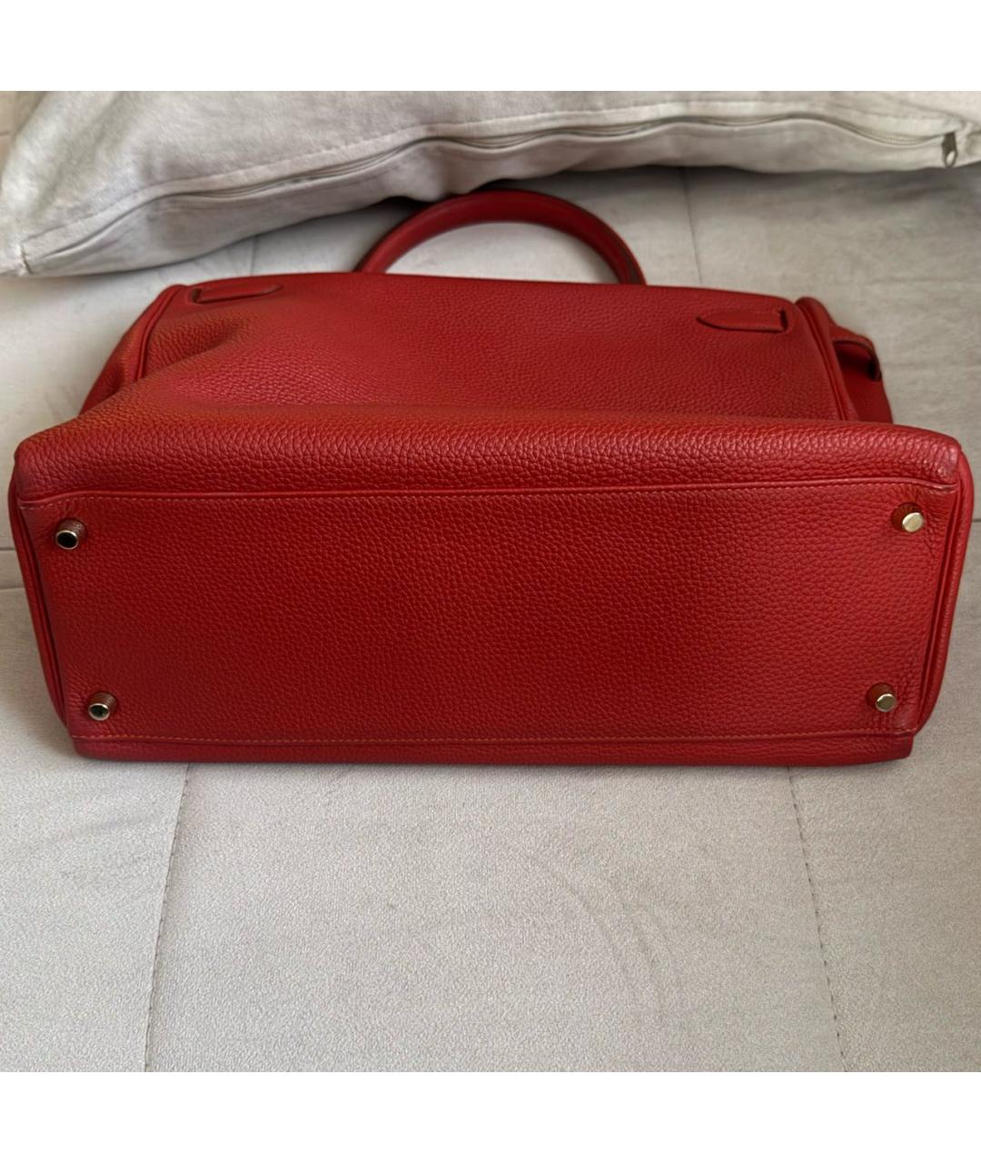 HERMES Красная кожаная сумка с короткими ручками, фото 3